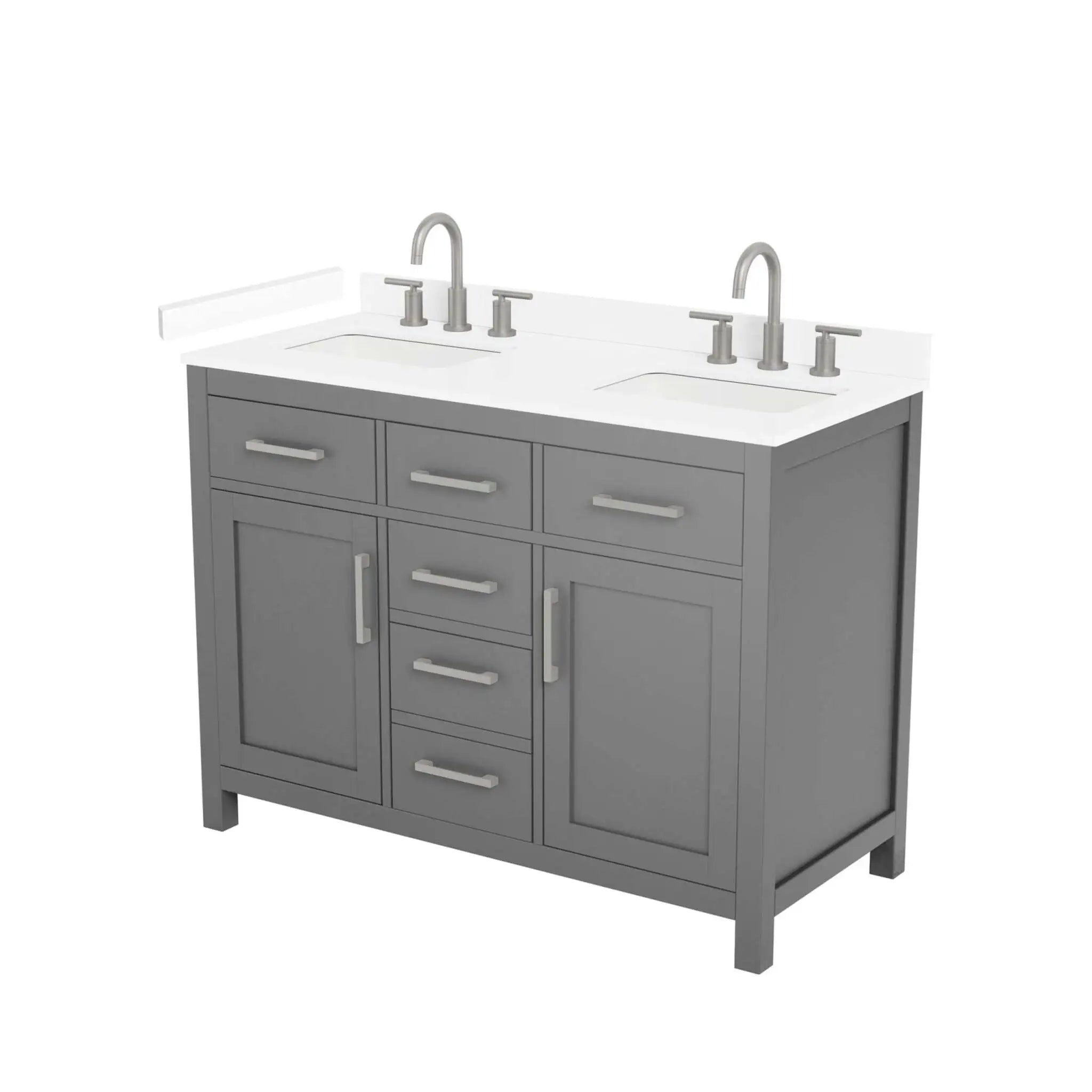 48" Beckett Double Bathroom Vanity in Dark Gray with Brushed Nickel Trim by Wyndham