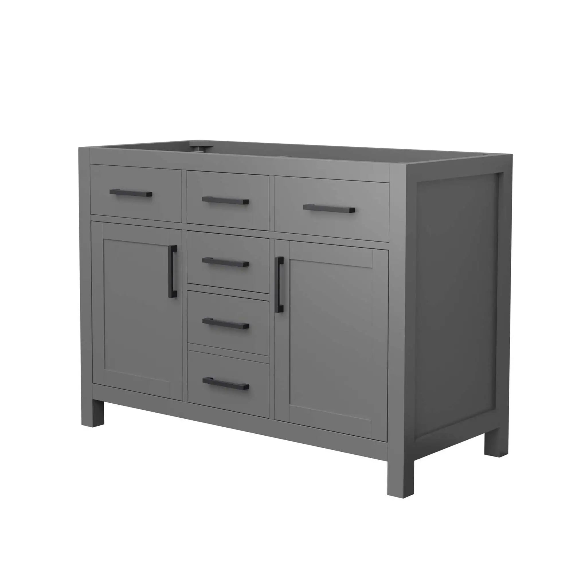 48" Beckett Double Bathroom Vanity in Dark Gray with Matte Black Trim by Wyndham