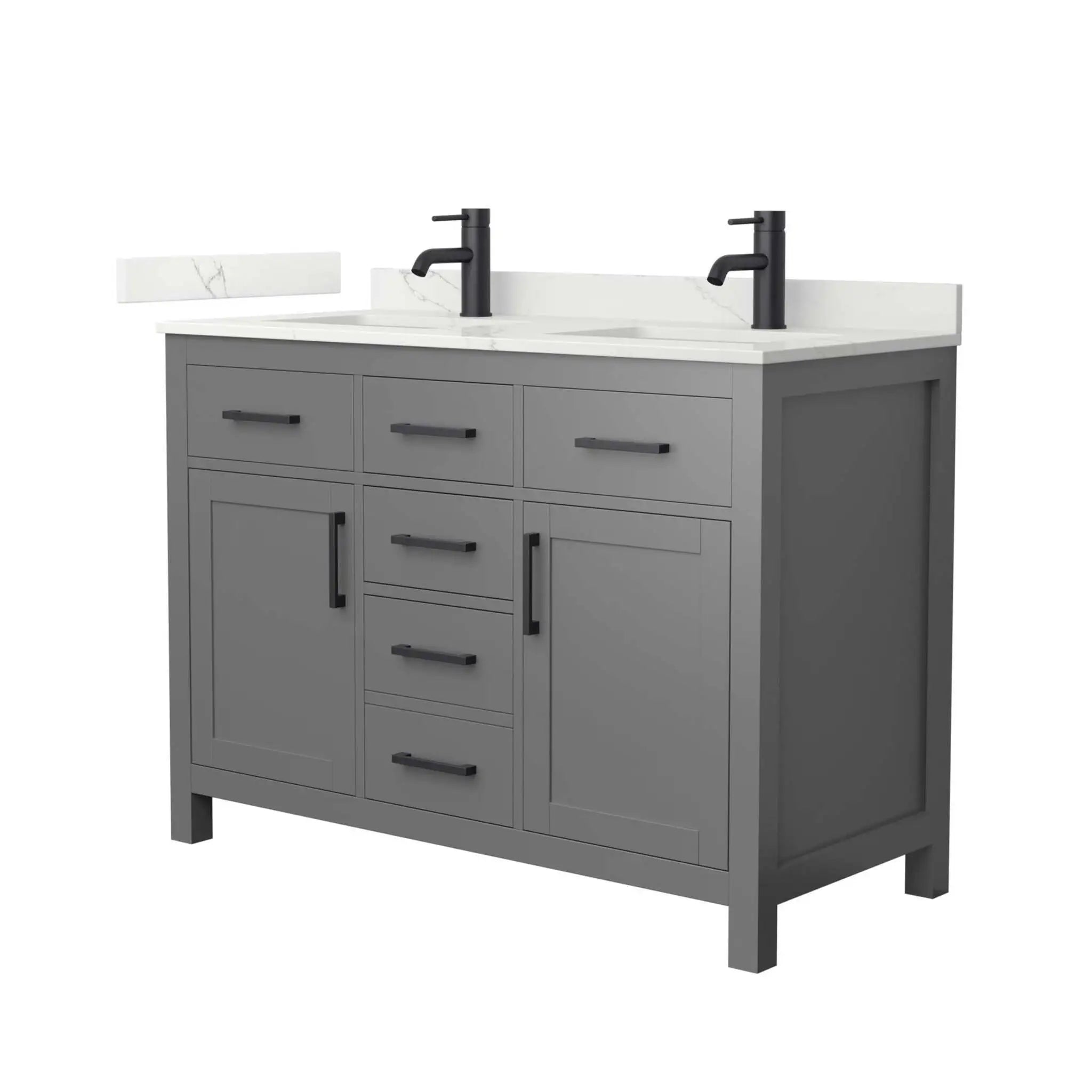 48" Beckett Double Bathroom Vanity in Dark Gray with Matte Black Trim by Wyndham