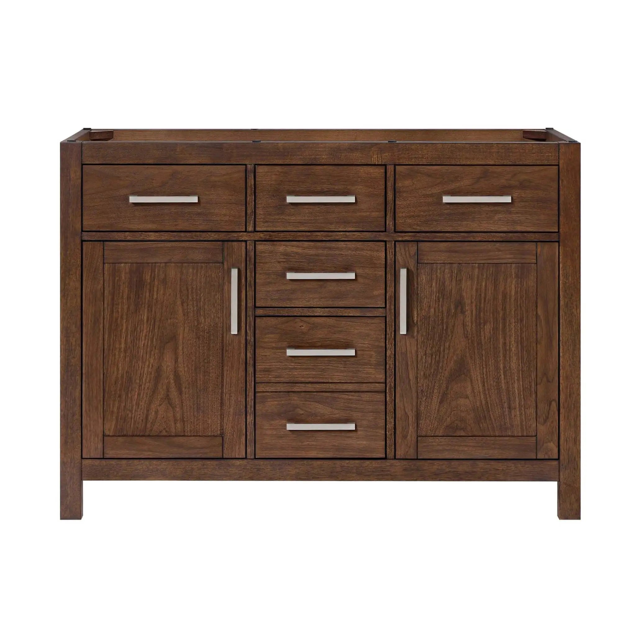 48" Beckett Double Bathroom Vanity in Dark Walnut with Brushed Nickel Trim by Wyndham
