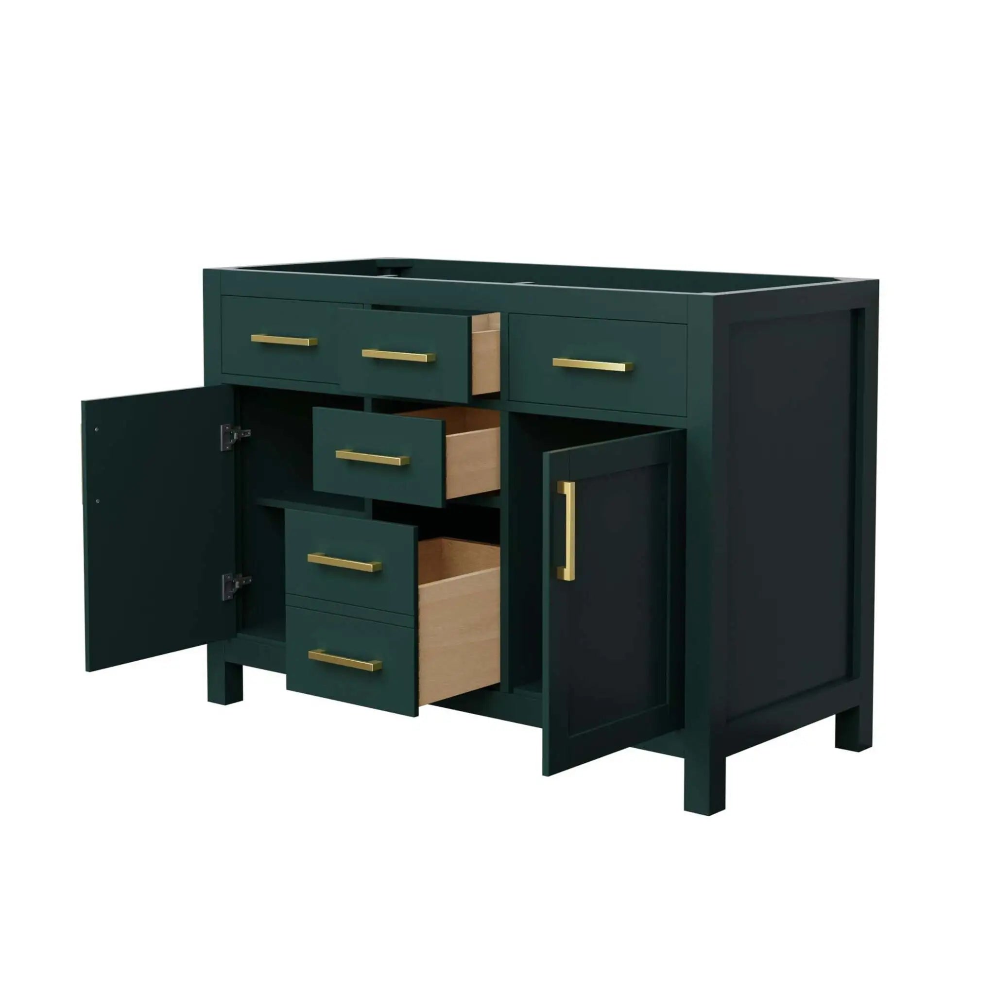 48" Beckett Double Bathroom Vanity in Green with Brushed Gold Trim by Wyndham