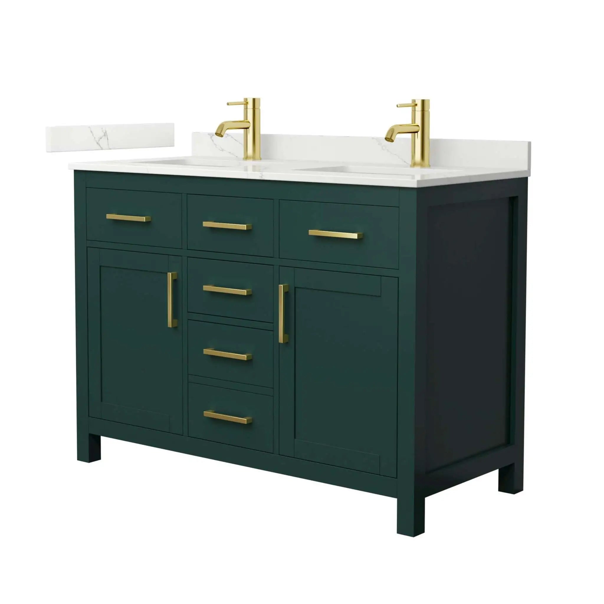 48" Beckett Double Bathroom Vanity in Green with Brushed Gold Trim by Wyndham