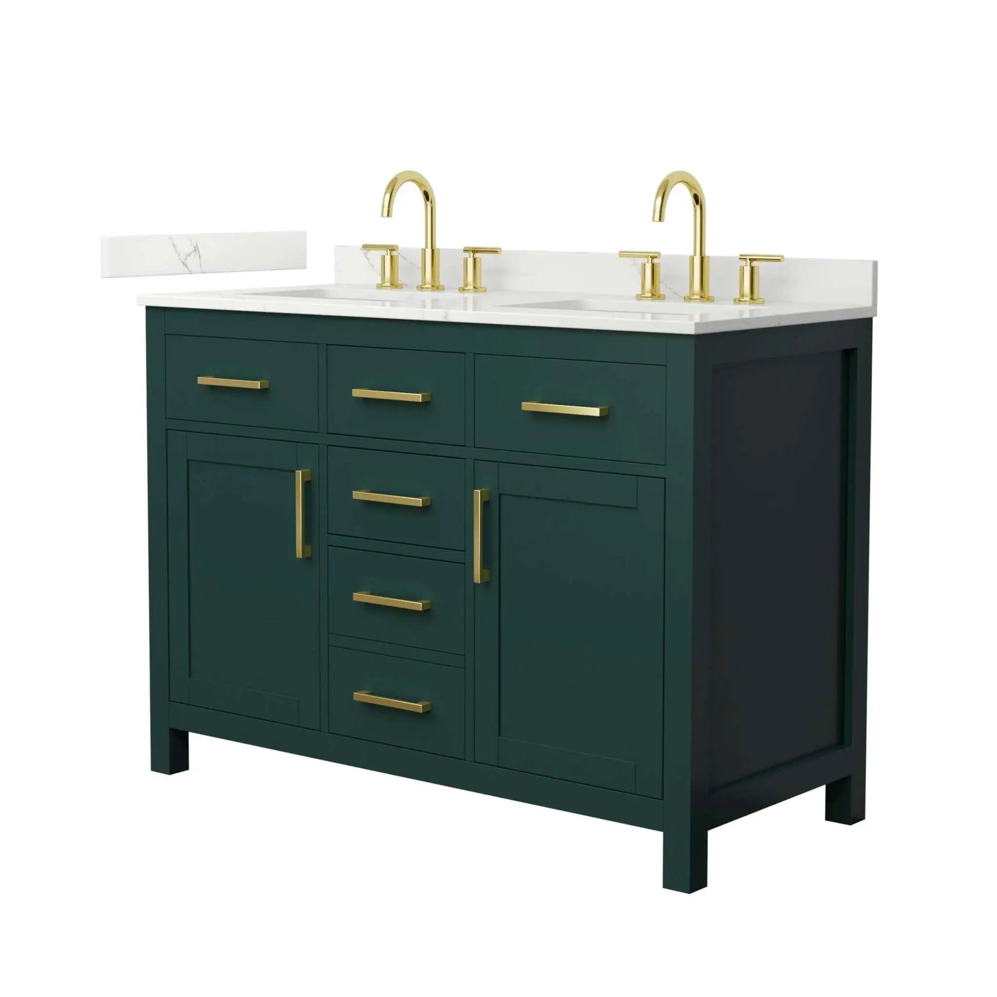 48" Beckett Double Bathroom Vanity in Green with Brushed Gold Trim by Wyndham