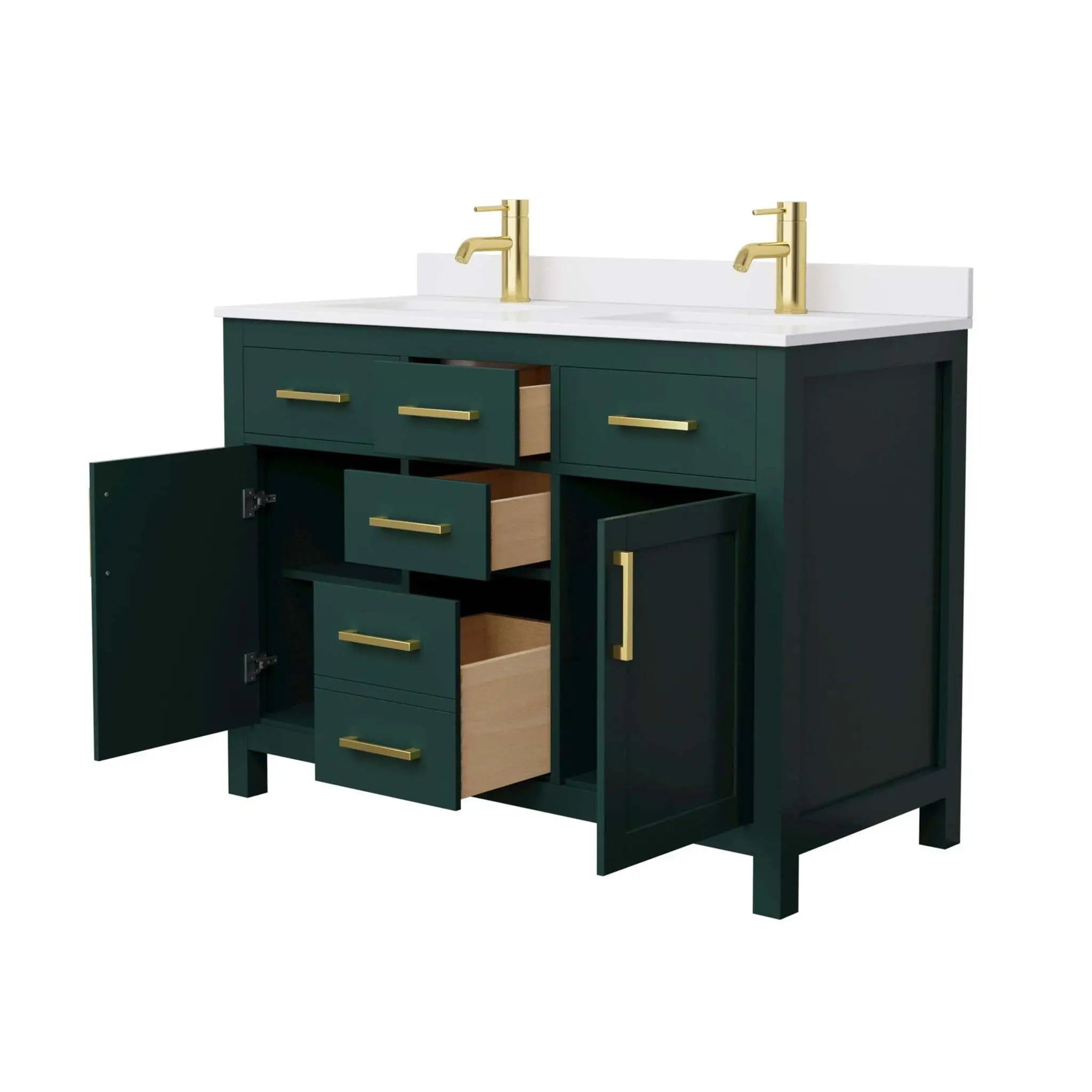 48" Beckett Double Bathroom Vanity in Green with Brushed Gold Trim by Wyndham