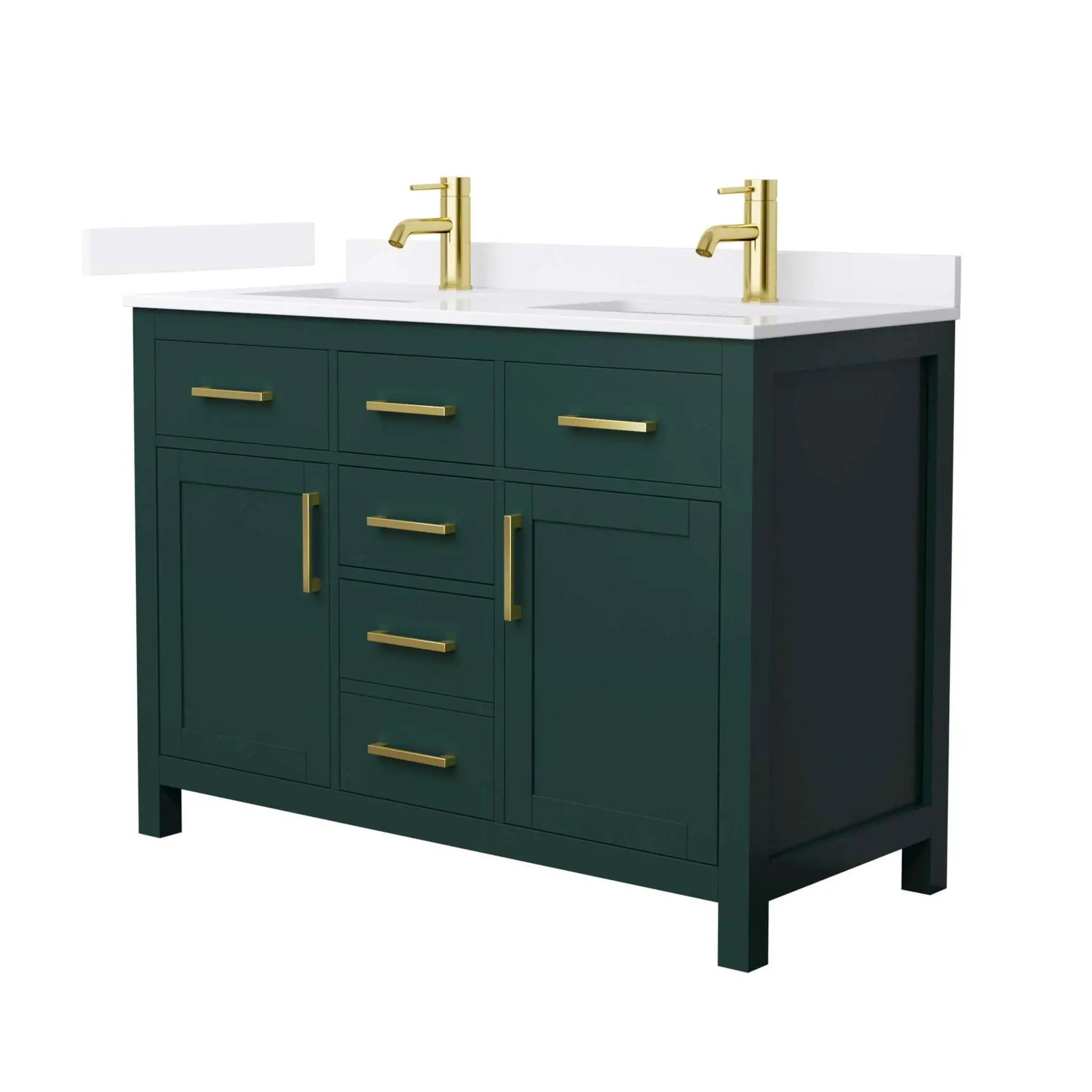 48" Beckett Double Bathroom Vanity in Green with Brushed Gold Trim by Wyndham