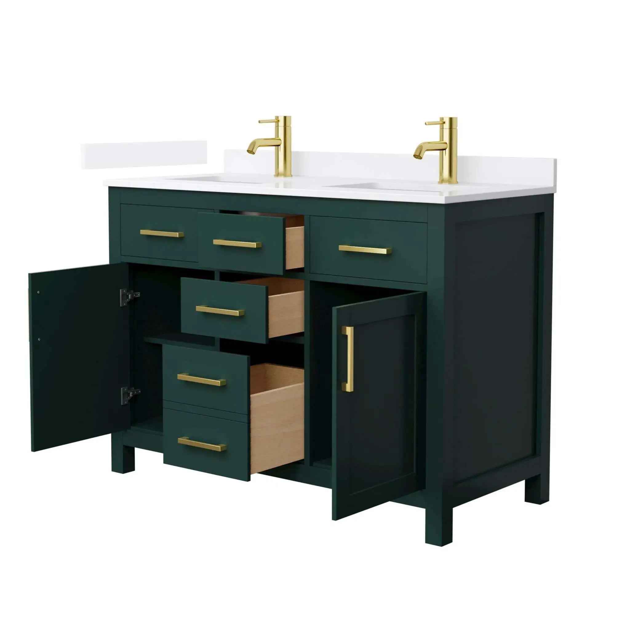 48" Beckett Double Bathroom Vanity in Green with Brushed Gold Trim by Wyndham