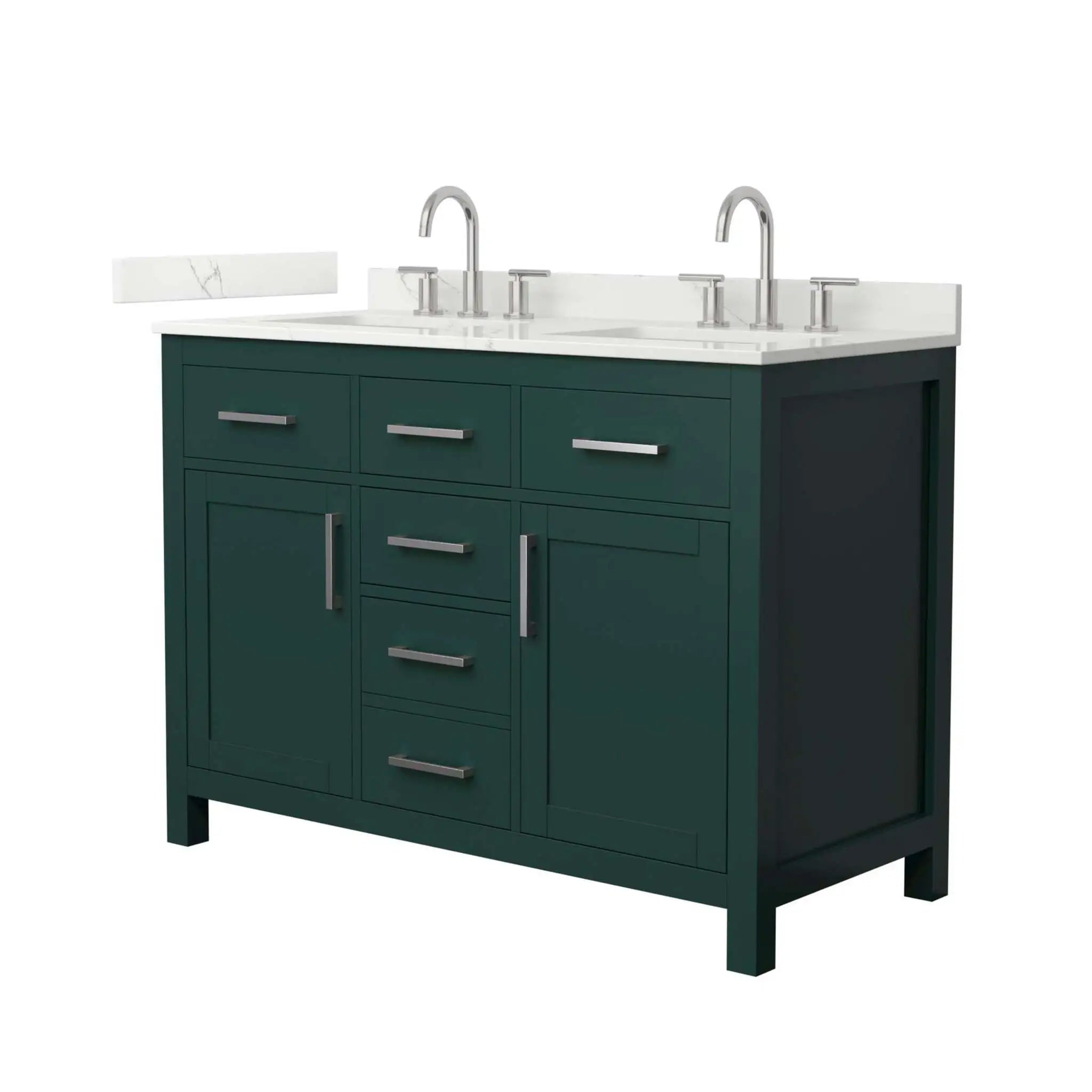 48" Beckett Double Bathroom Vanity in Green with Brushed Nickel Trim by Wyndham