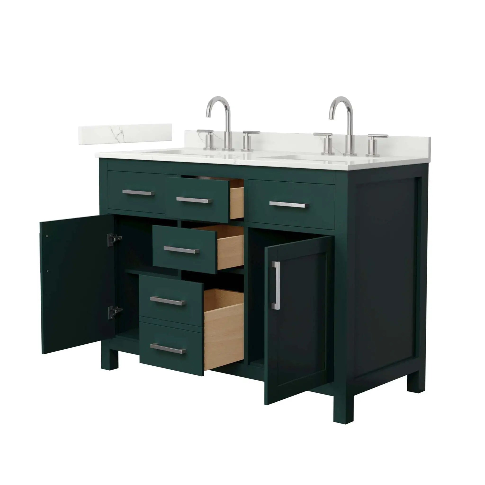 48" Beckett Double Bathroom Vanity in Green with Brushed Nickel Trim by Wyndham