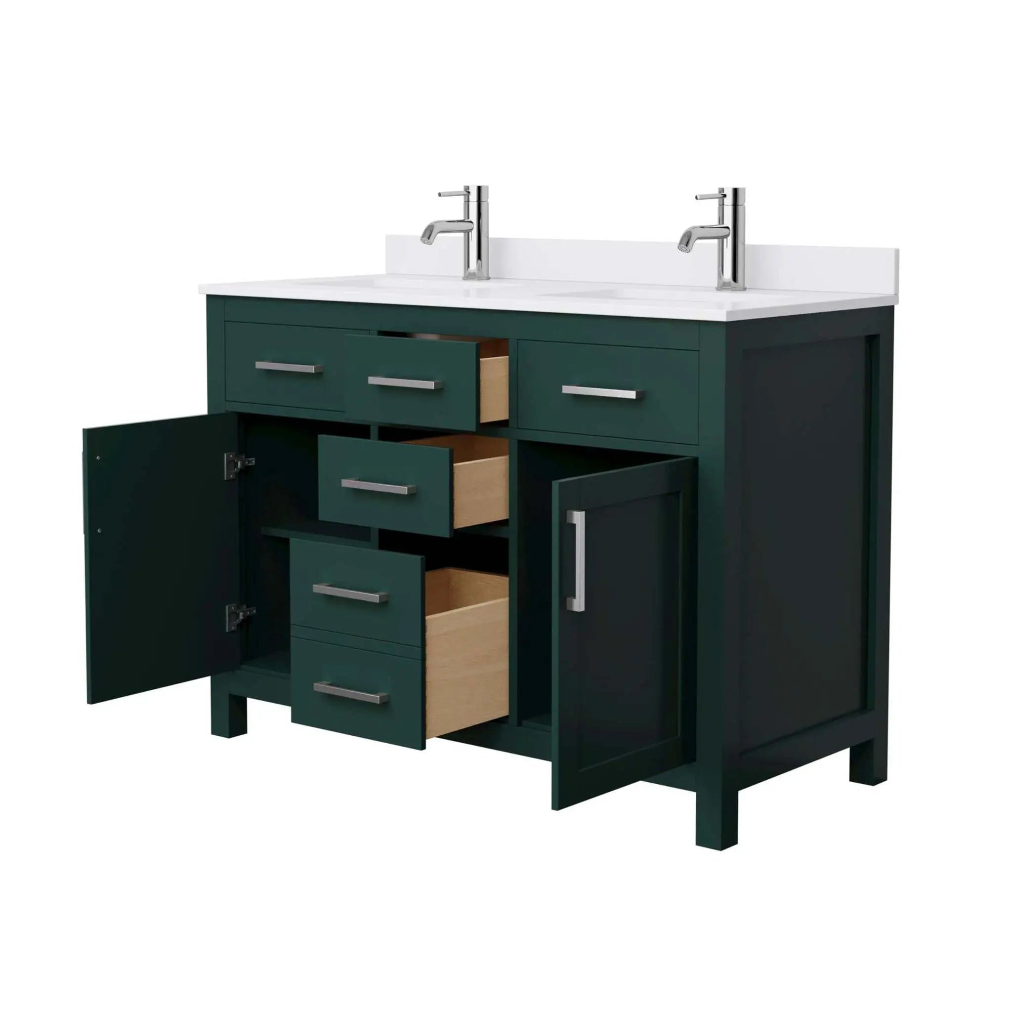 48" Beckett Double Bathroom Vanity in Green with Brushed Nickel Trim by Wyndham