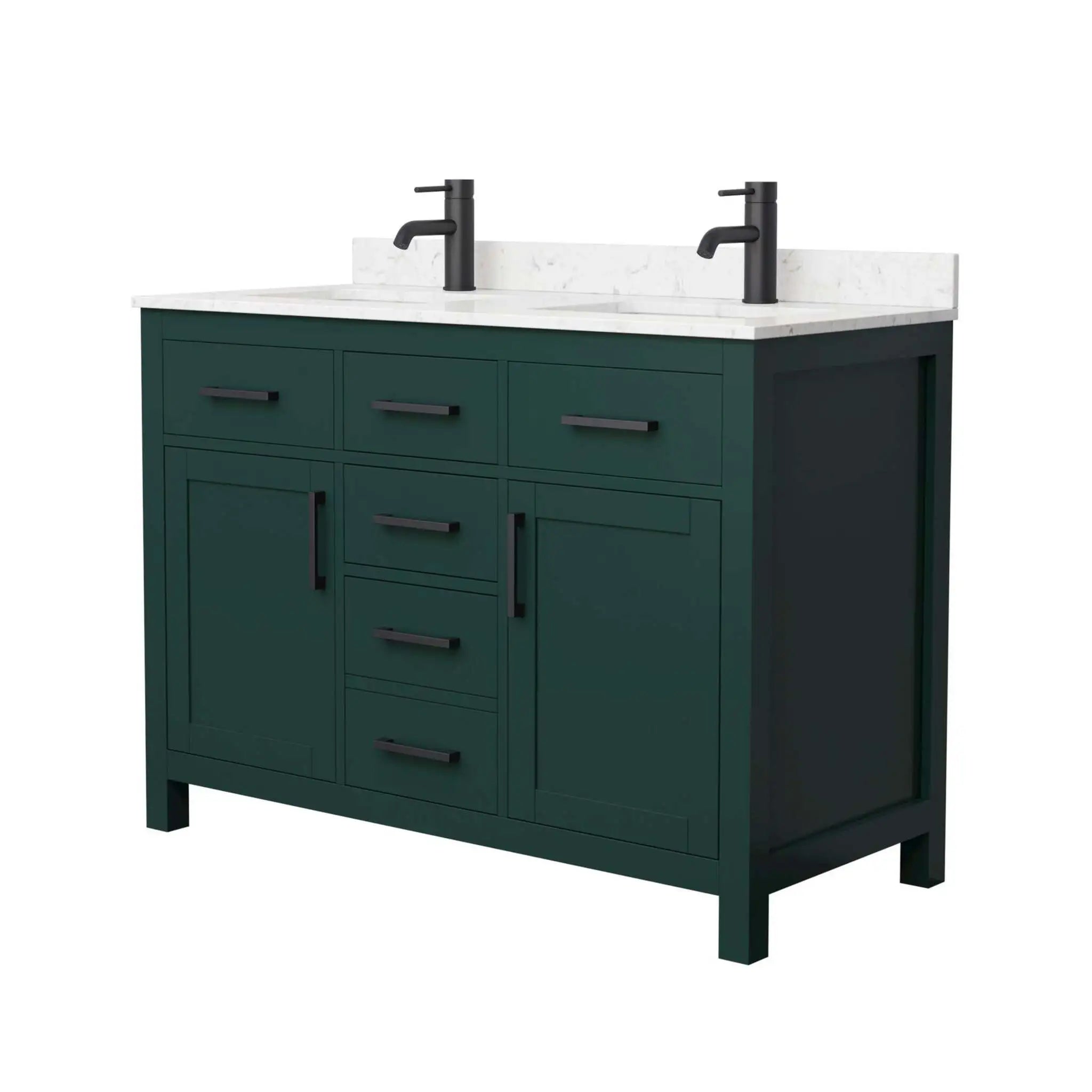 48" Beckett Double Bathroom Vanity in Green with Matte Black Trim by Wyndham