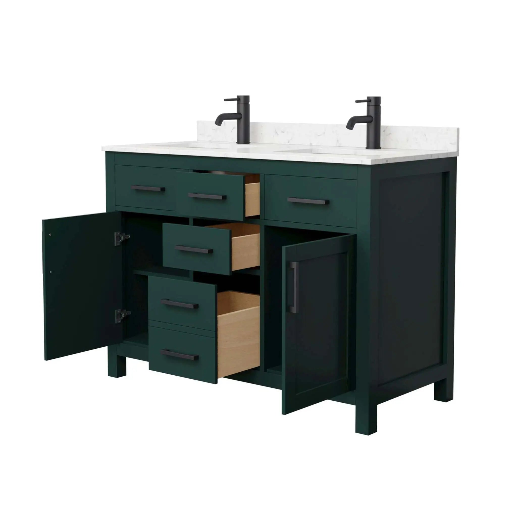 48" Beckett Double Bathroom Vanity in Green with Matte Black Trim by Wyndham