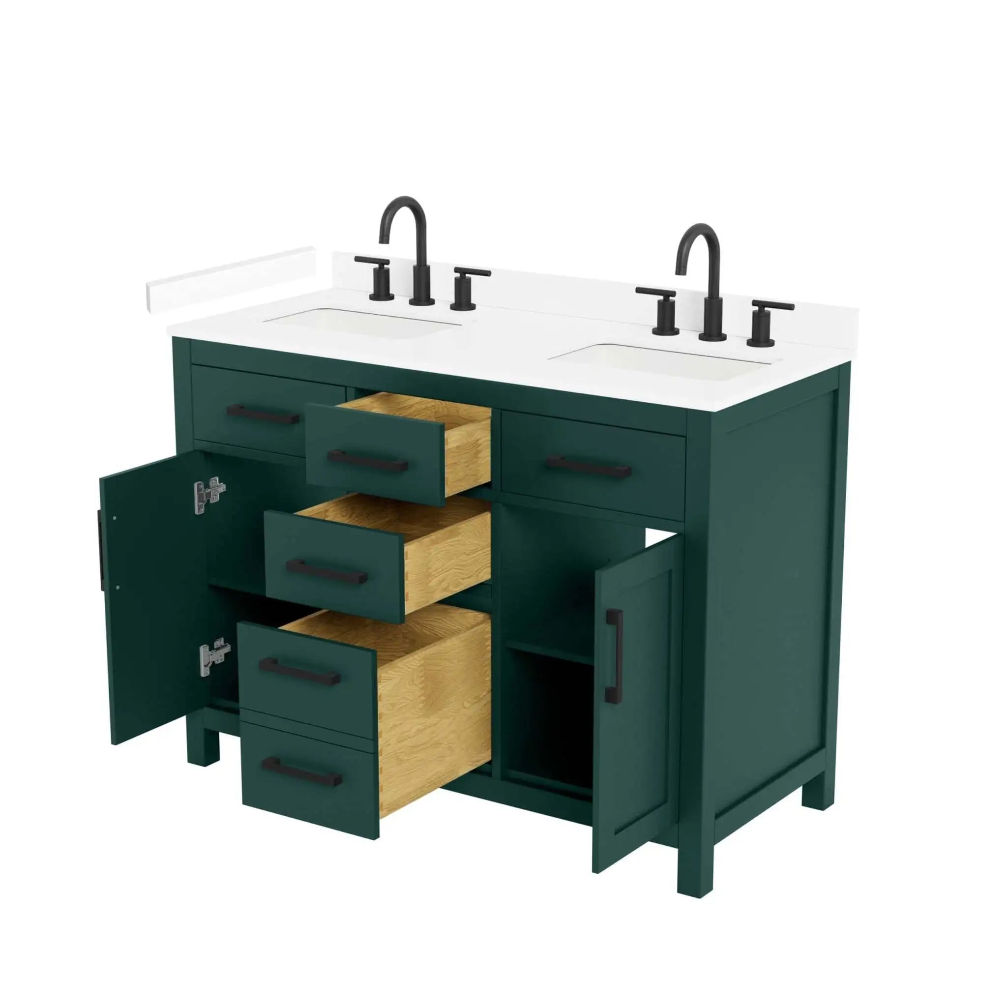 48" Beckett Double Bathroom Vanity in Green with Matte Black Trim by Wyndham