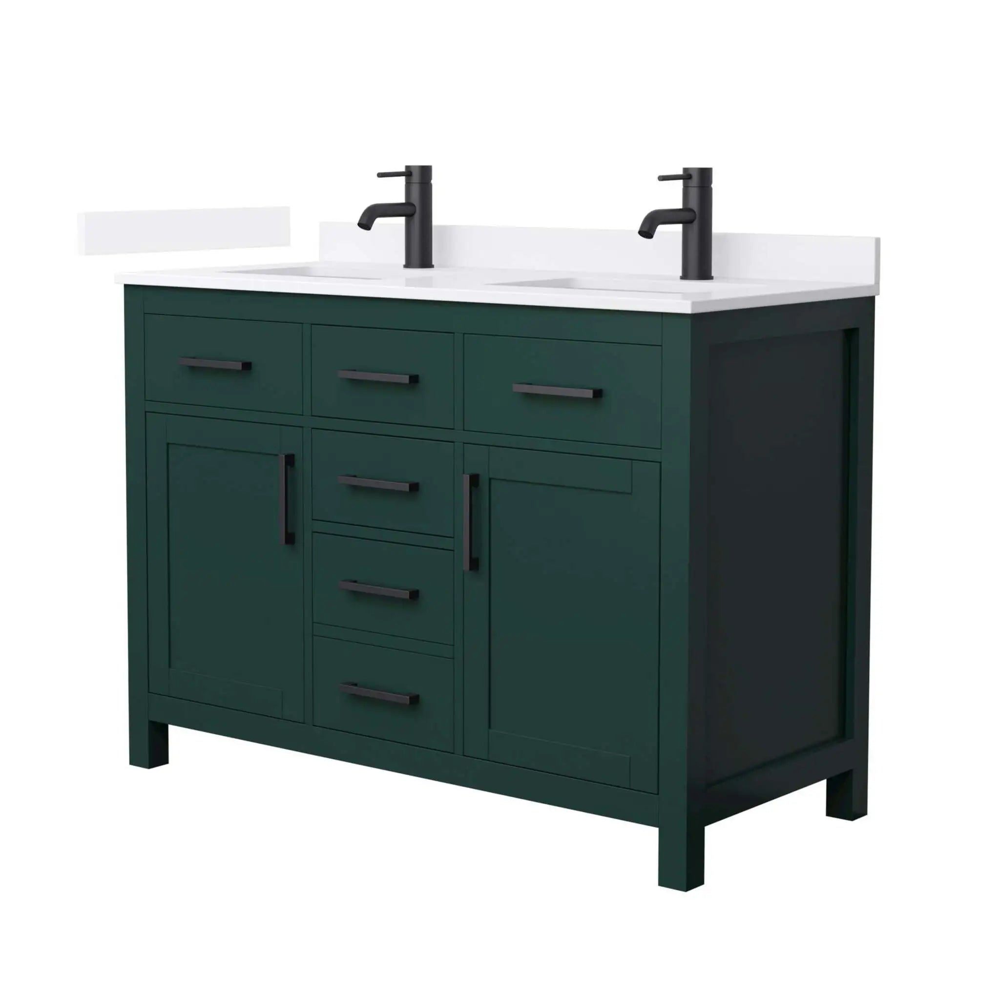 48" Beckett Double Bathroom Vanity in Green with Matte Black Trim by Wyndham