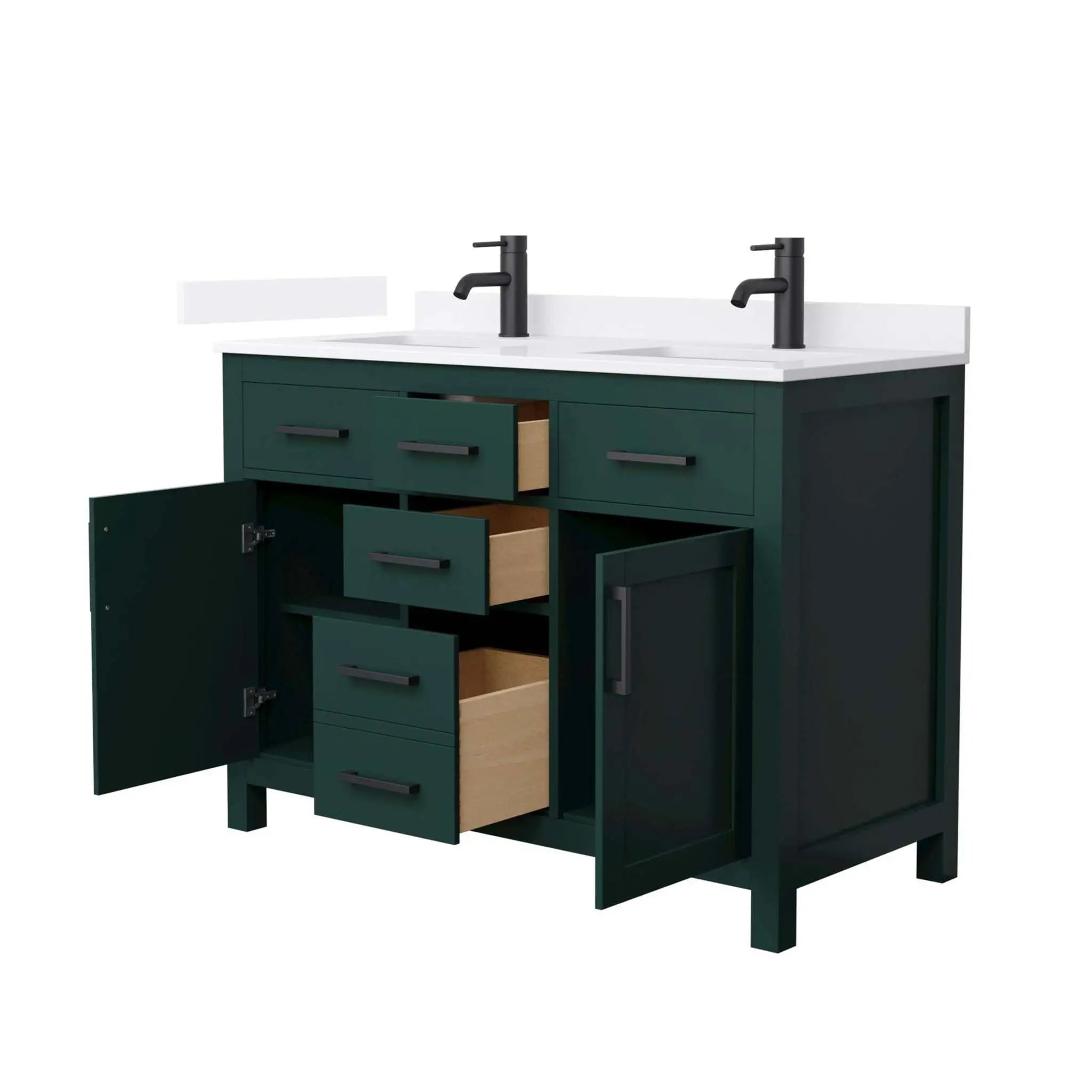 48" Beckett Double Bathroom Vanity in Green with Matte Black Trim by Wyndham