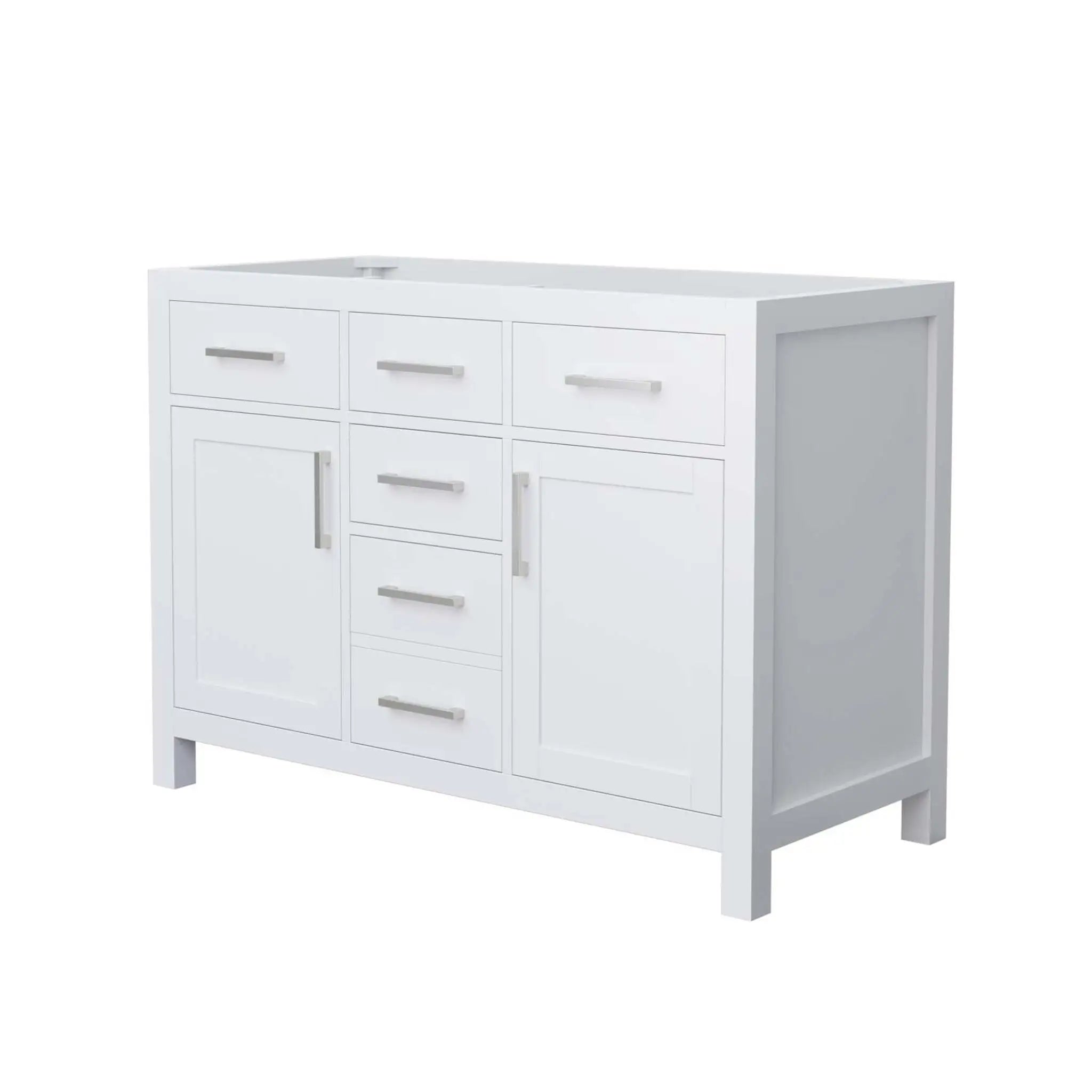 48" Beckett Double Bathroom Vanity in White with Brushed Nickel Trim by Wyndham