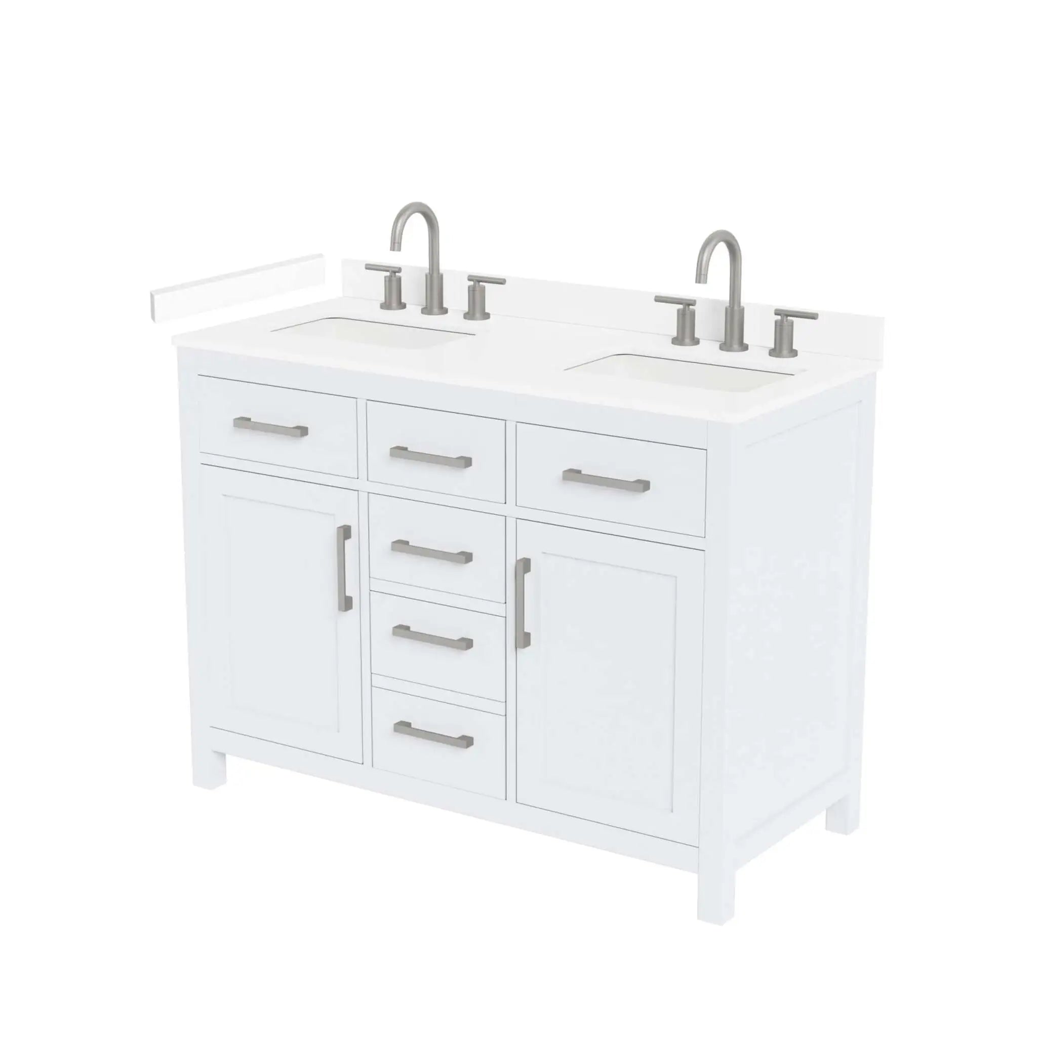 48" Beckett Double Bathroom Vanity in White with Brushed Nickel Trim by Wyndham