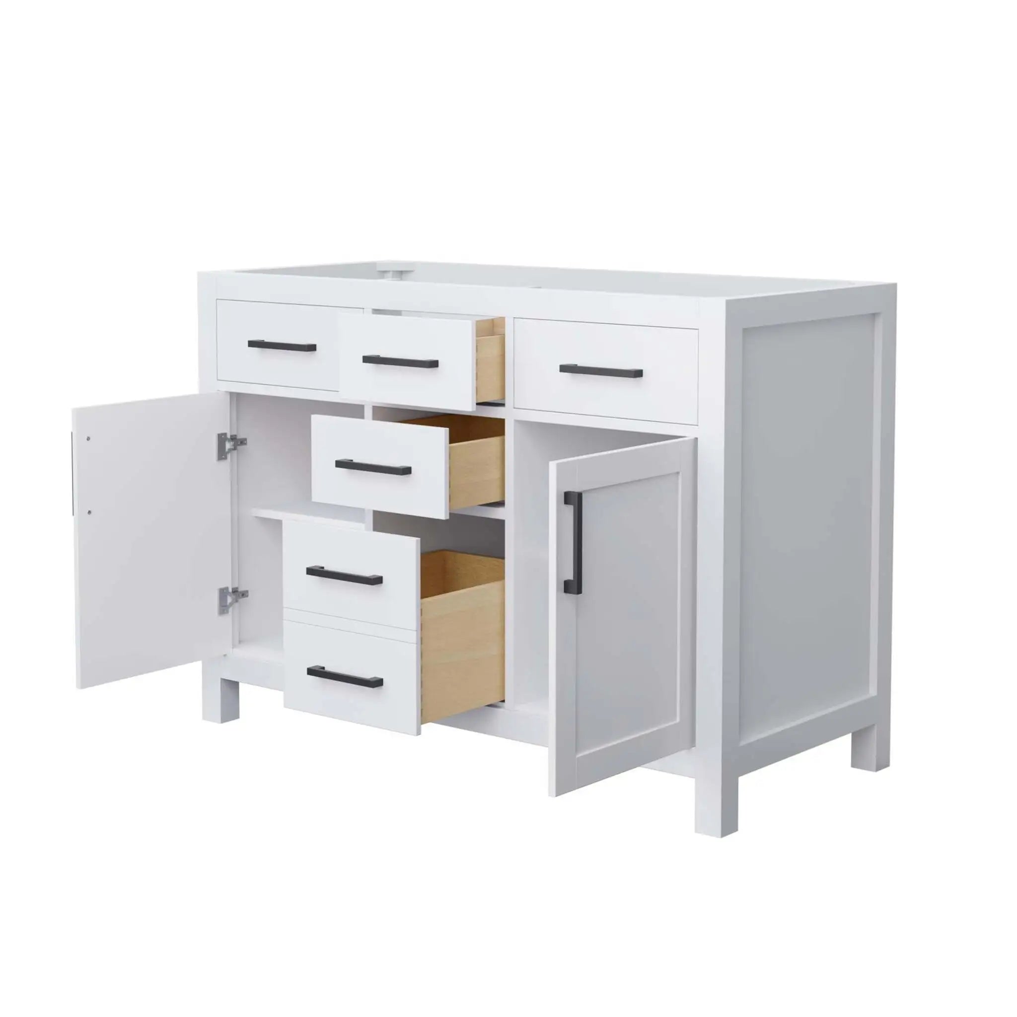 48" Beckett Double Bathroom Vanity in White with Matte Black Trim by Wyndham