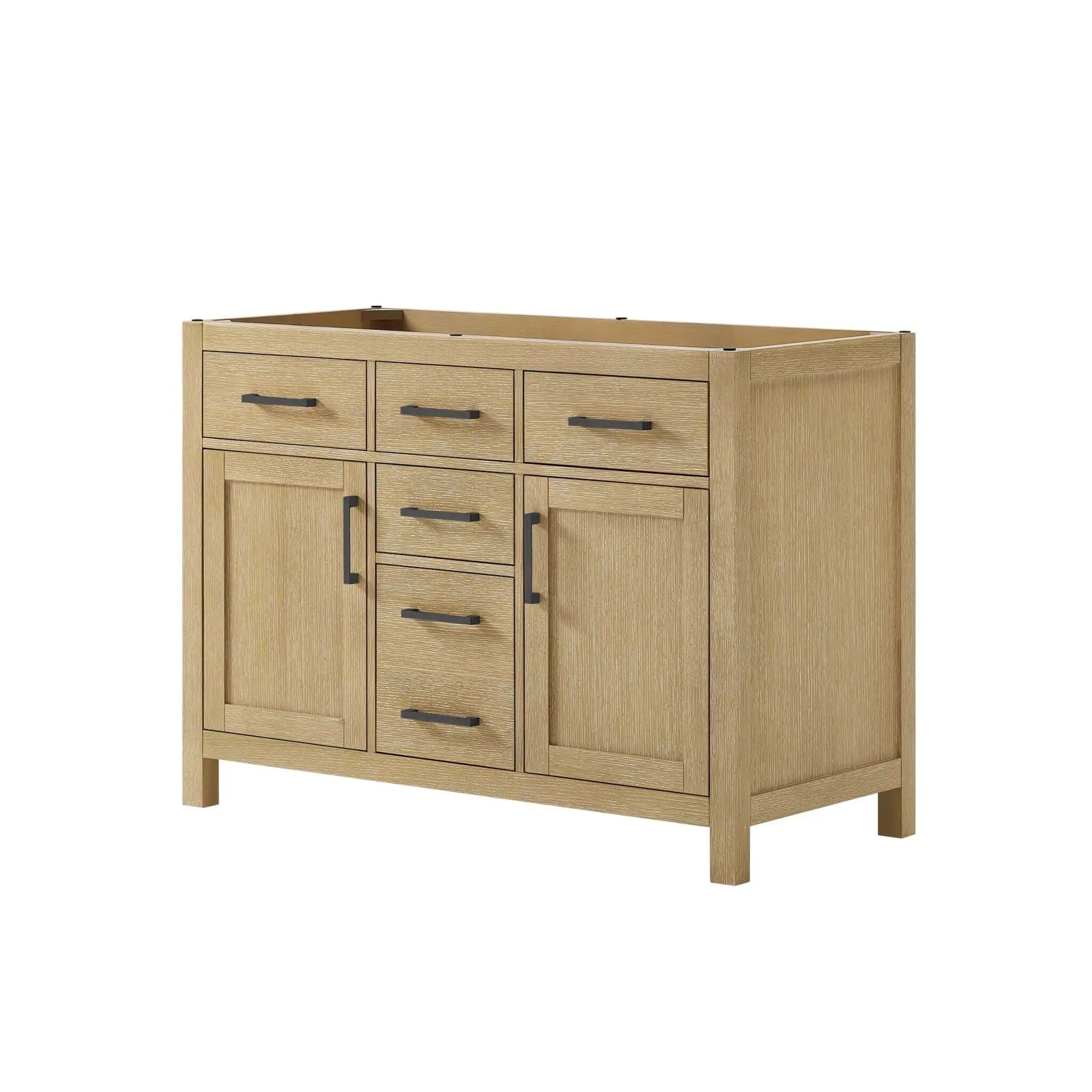 48" Beckett Double Bathroom Vanity in Whitewashed Oak with Matte Black Trim by Wyndham