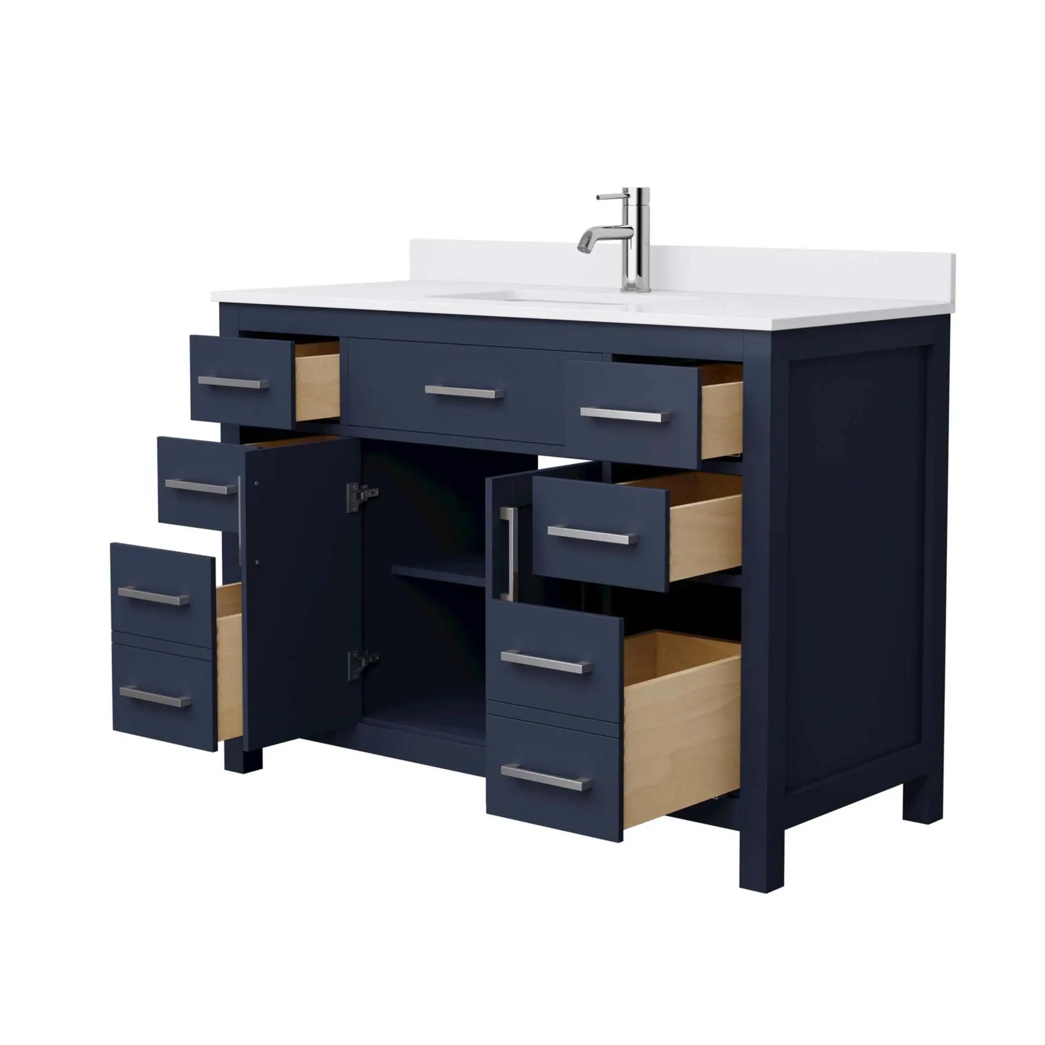 48" Beckett Single Bathroom Vanity in Dark Blue with Brushed Nickel Trim by Wyndham