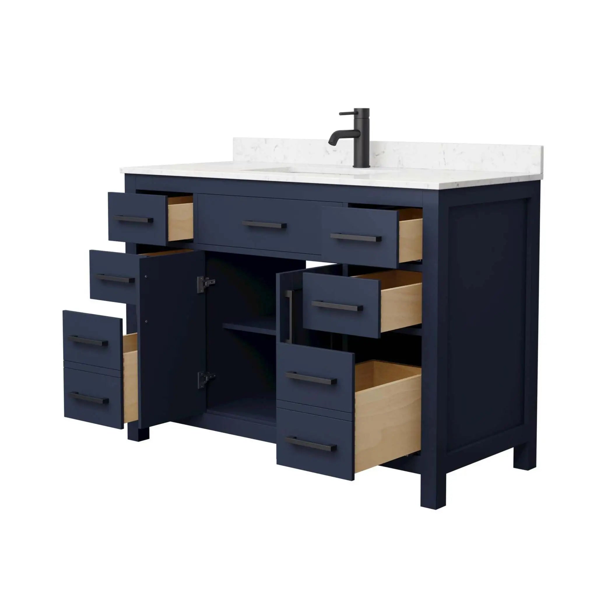 48" Beckett Single Bathroom Vanity in Dark Blue with Matte Black Trim by Wyndham