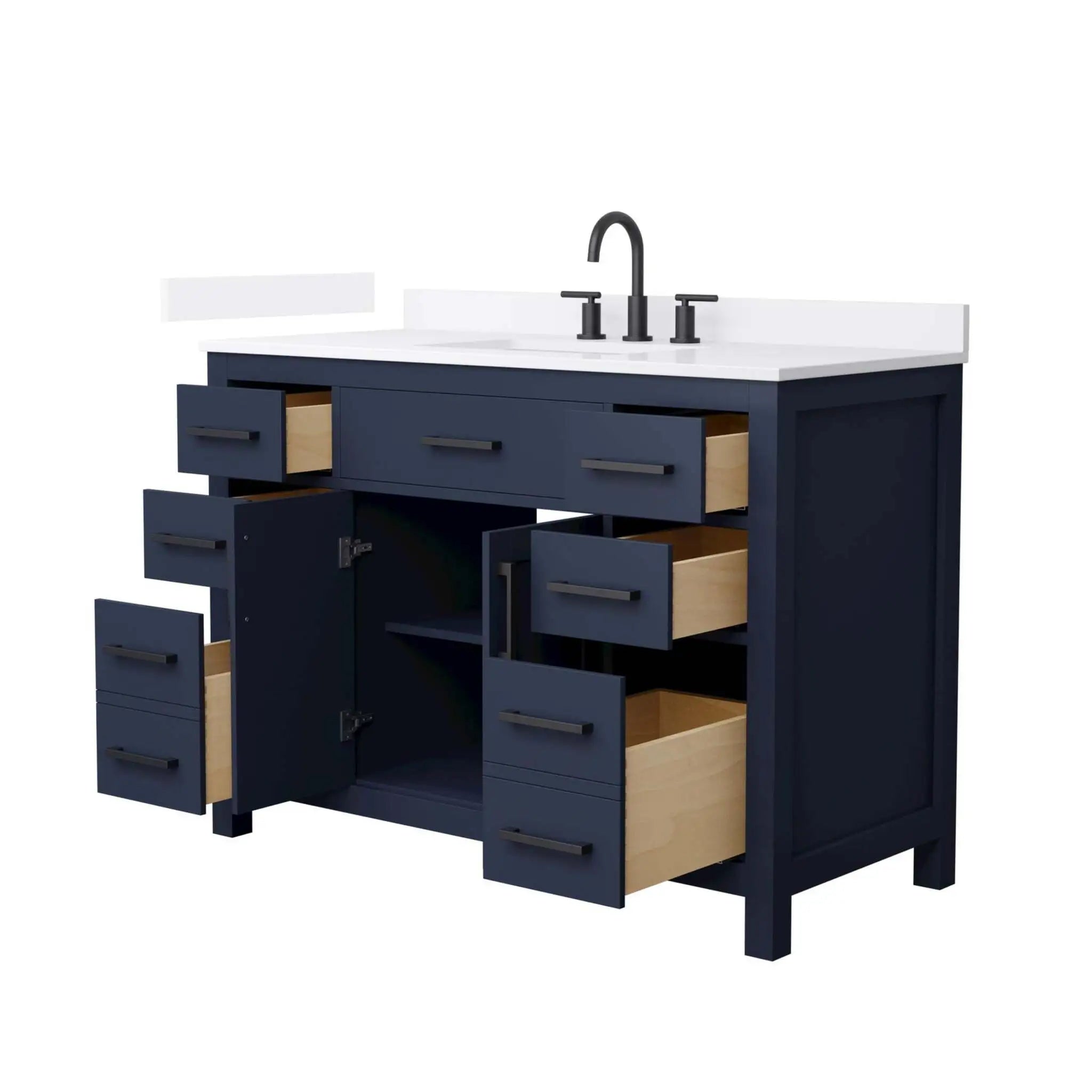 48" Beckett Single Bathroom Vanity in Dark Blue with Matte Black Trim by Wyndham