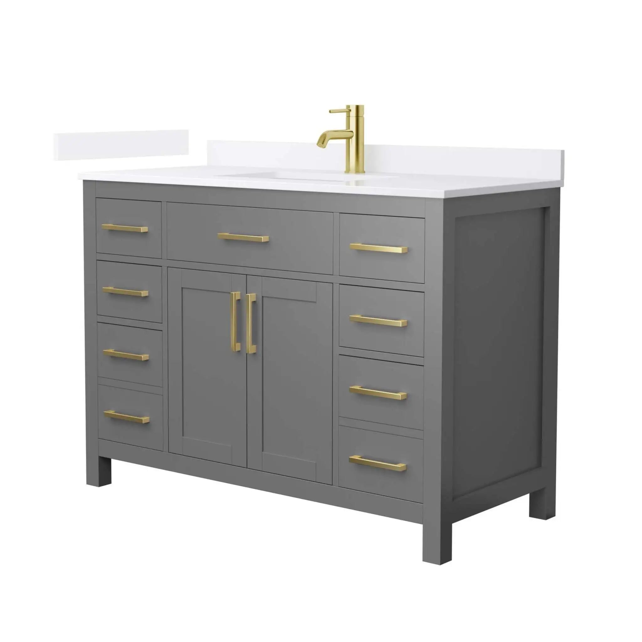 48" Beckett Single Bathroom Vanity in Dark Gray with Brushed Gold Trim by Wyndham