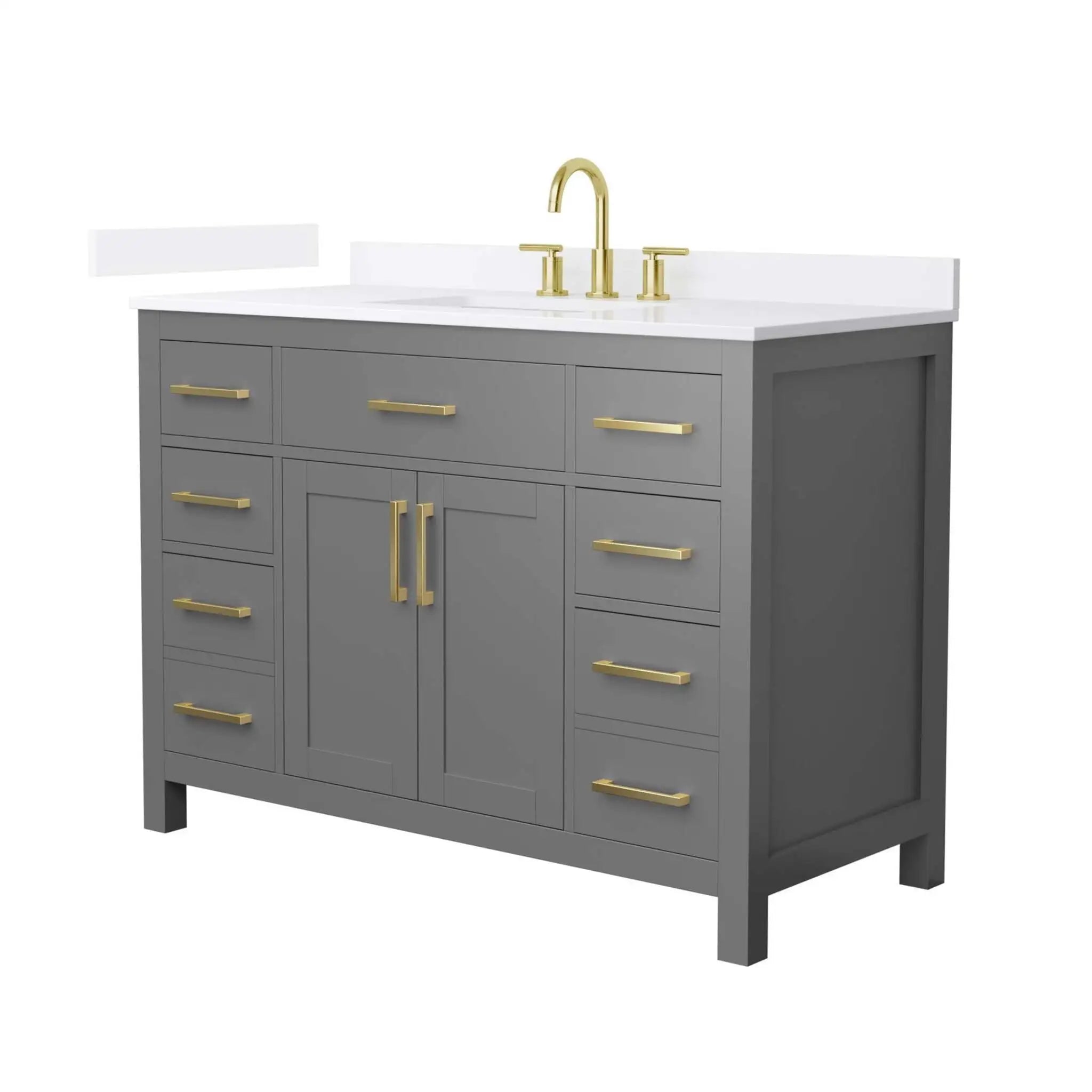 48" Beckett Single Bathroom Vanity in Dark Gray with Brushed Gold Trim by Wyndham