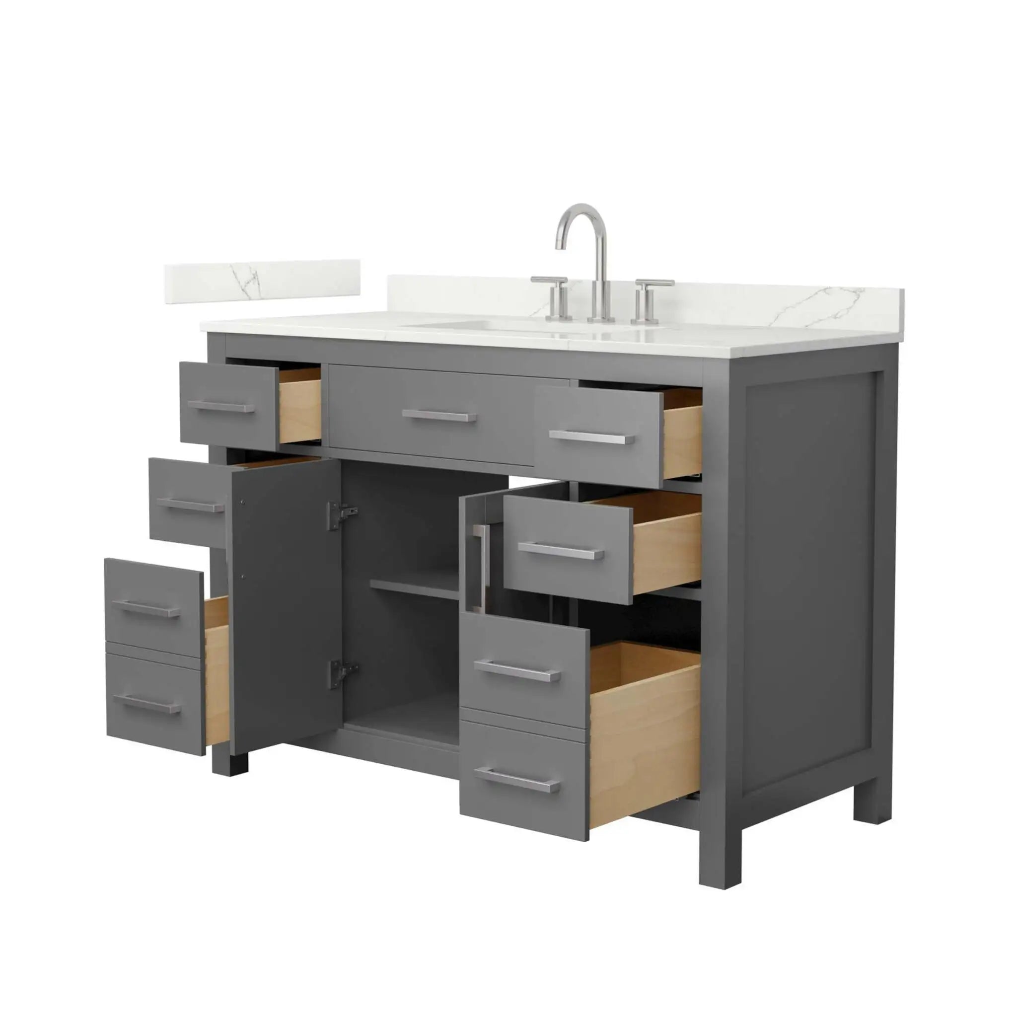 48" Beckett Single Bathroom Vanity in Dark Gray with Brushed Nickel Trim by Wyndham