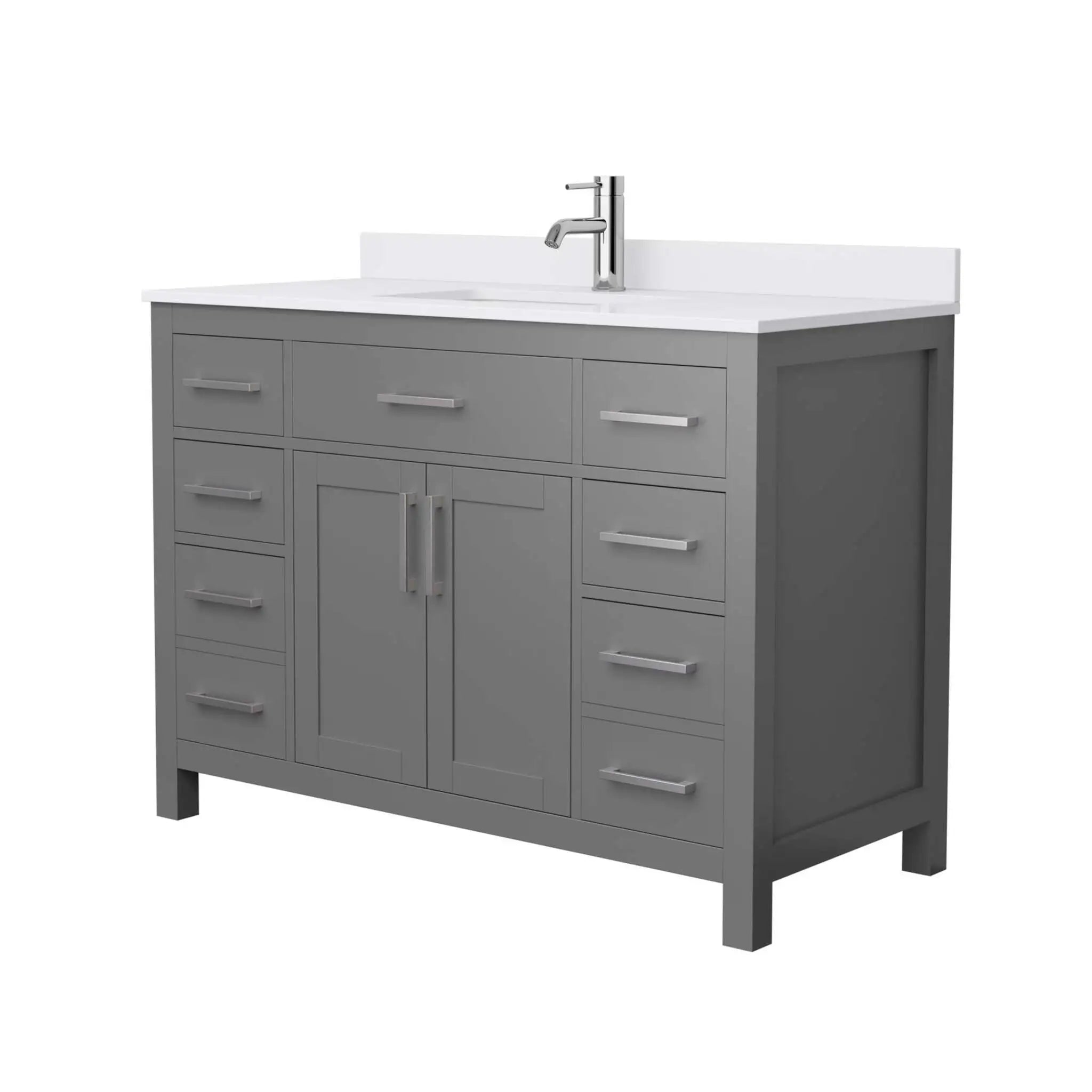 48" Beckett Single Bathroom Vanity in Dark Gray with Brushed Nickel Trim by Wyndham