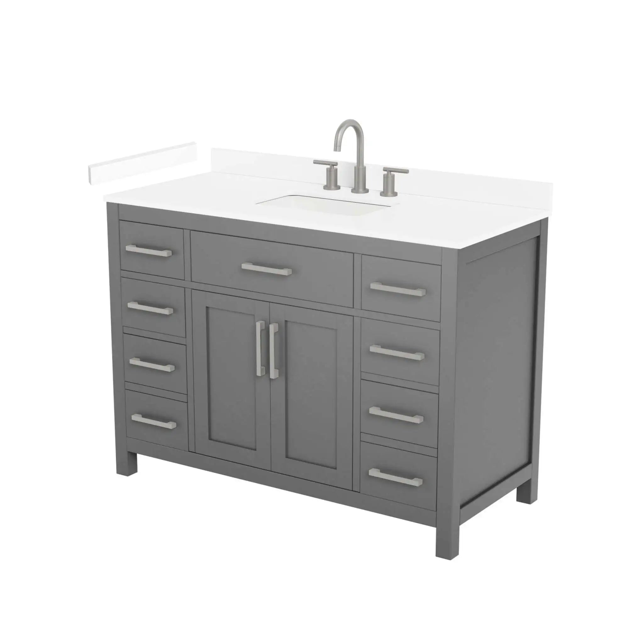 48" Beckett Single Bathroom Vanity in Dark Gray with Brushed Nickel Trim by Wyndham