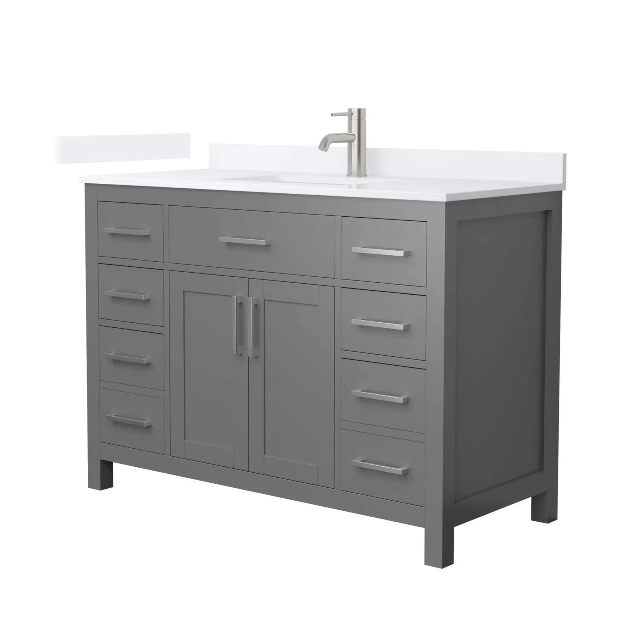 48" Beckett Single Bathroom Vanity in Dark Gray with Brushed Nickel Trim by Wyndham