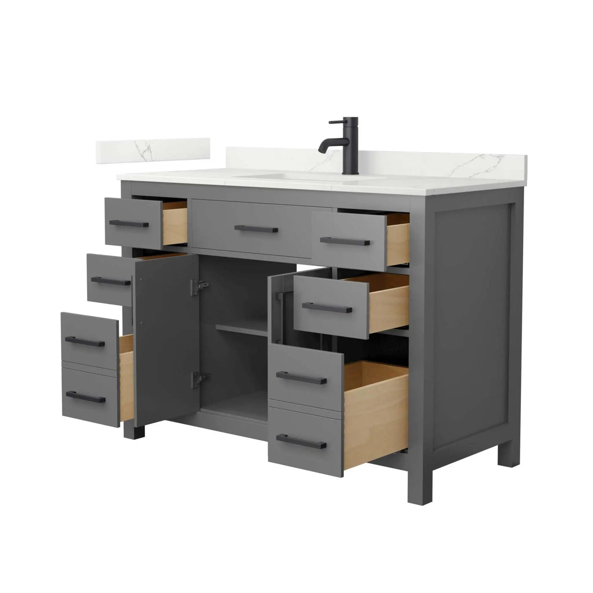 48" Beckett Single Bathroom Vanity in Dark Gray with Matte Black Trim by Wyndham