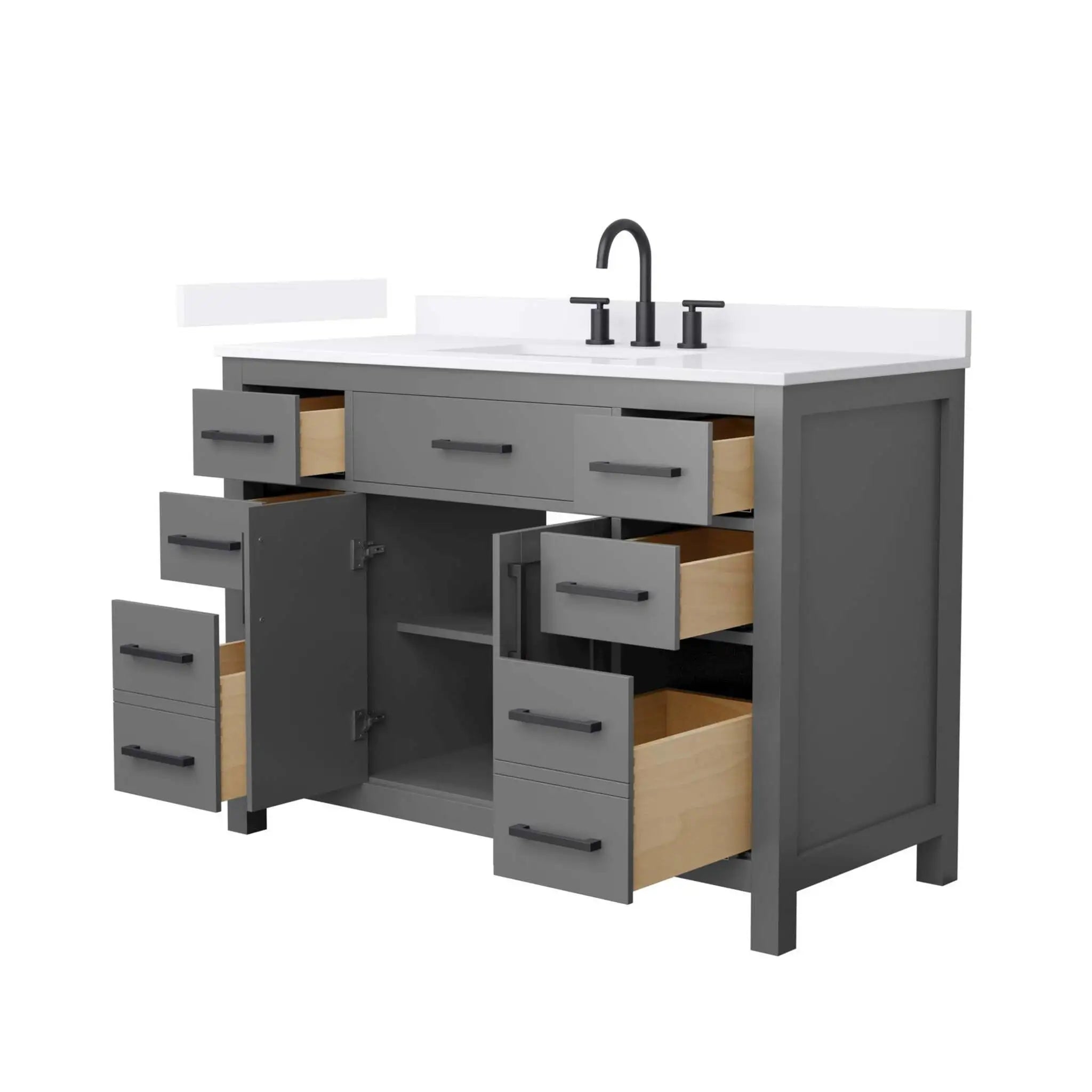 48" Beckett Single Bathroom Vanity in Dark Gray with Matte Black Trim by Wyndham