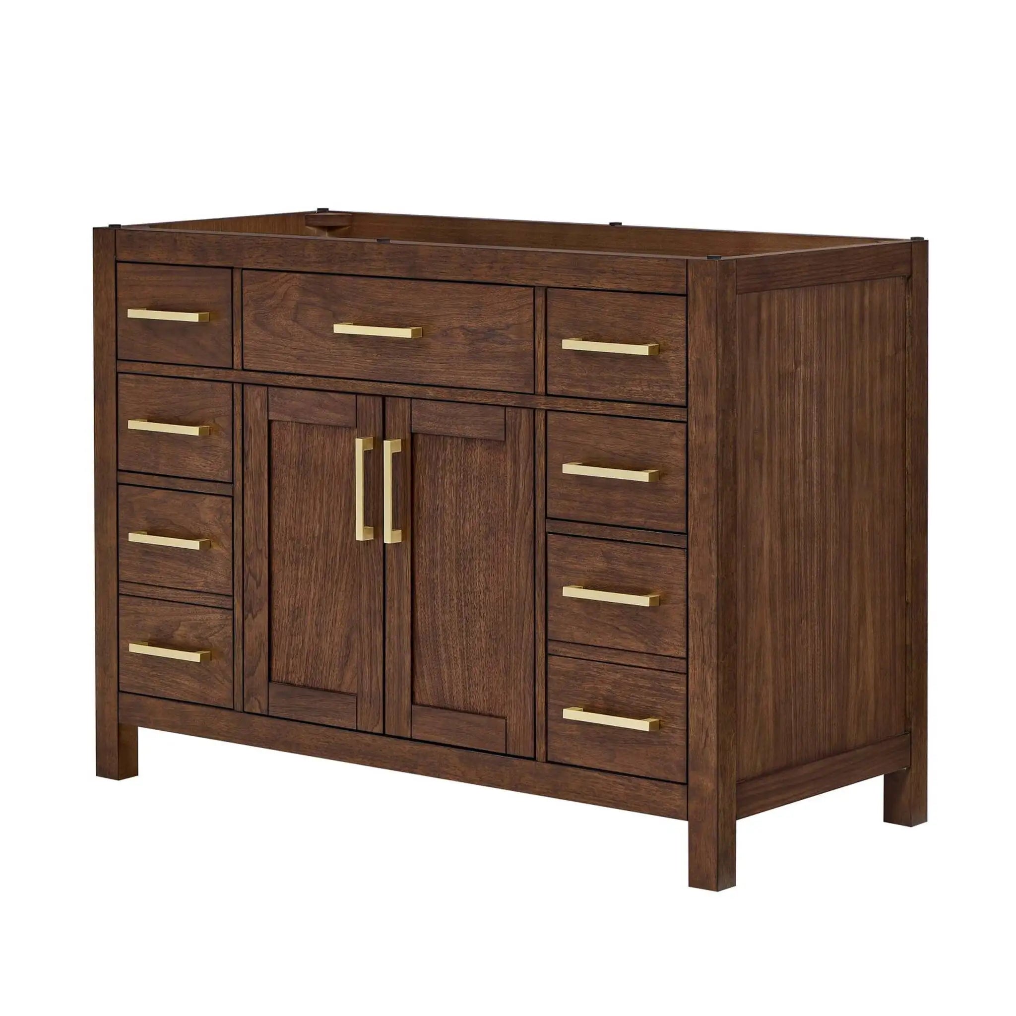 48" Beckett Single Bathroom Vanity in Dark Walnut with Brushed Gold Trim by Wyndham