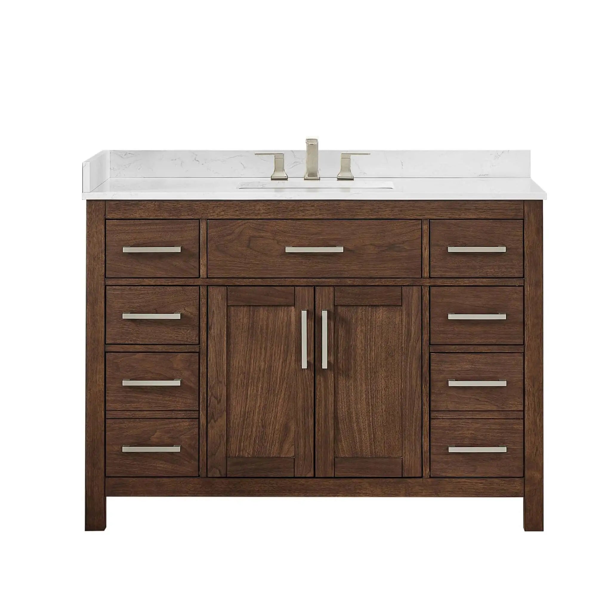 48" Beckett Single Bathroom Vanity in Dark Walnut with Brushed Nickel Trim by Wyndham