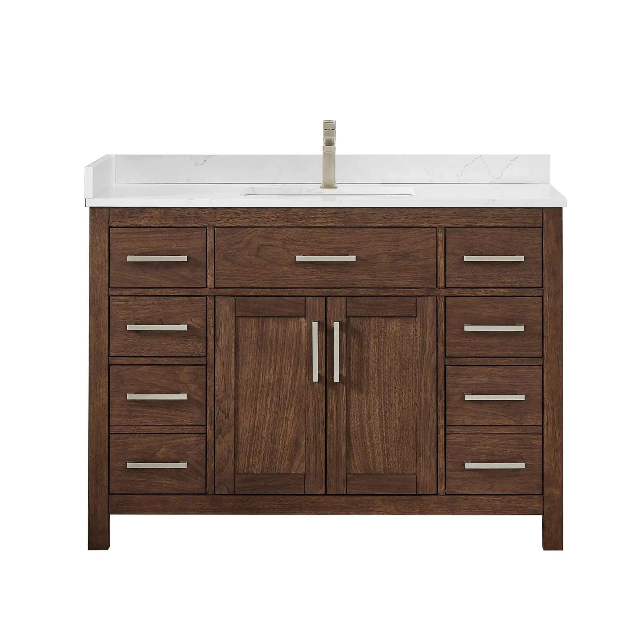 48" Beckett Single Bathroom Vanity in Dark Walnut with Brushed Nickel Trim by Wyndham