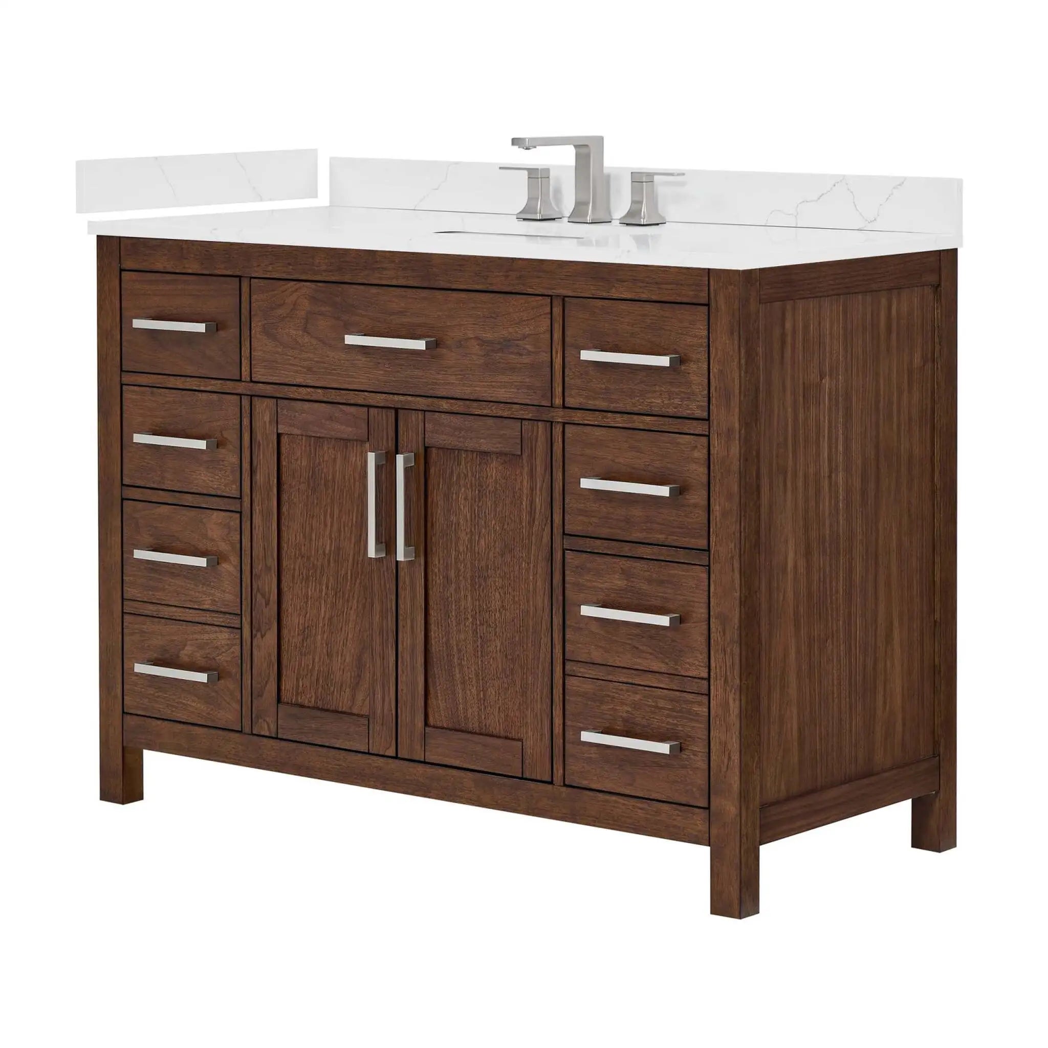 48" Beckett Single Bathroom Vanity in Dark Walnut with Brushed Nickel Trim by Wyndham