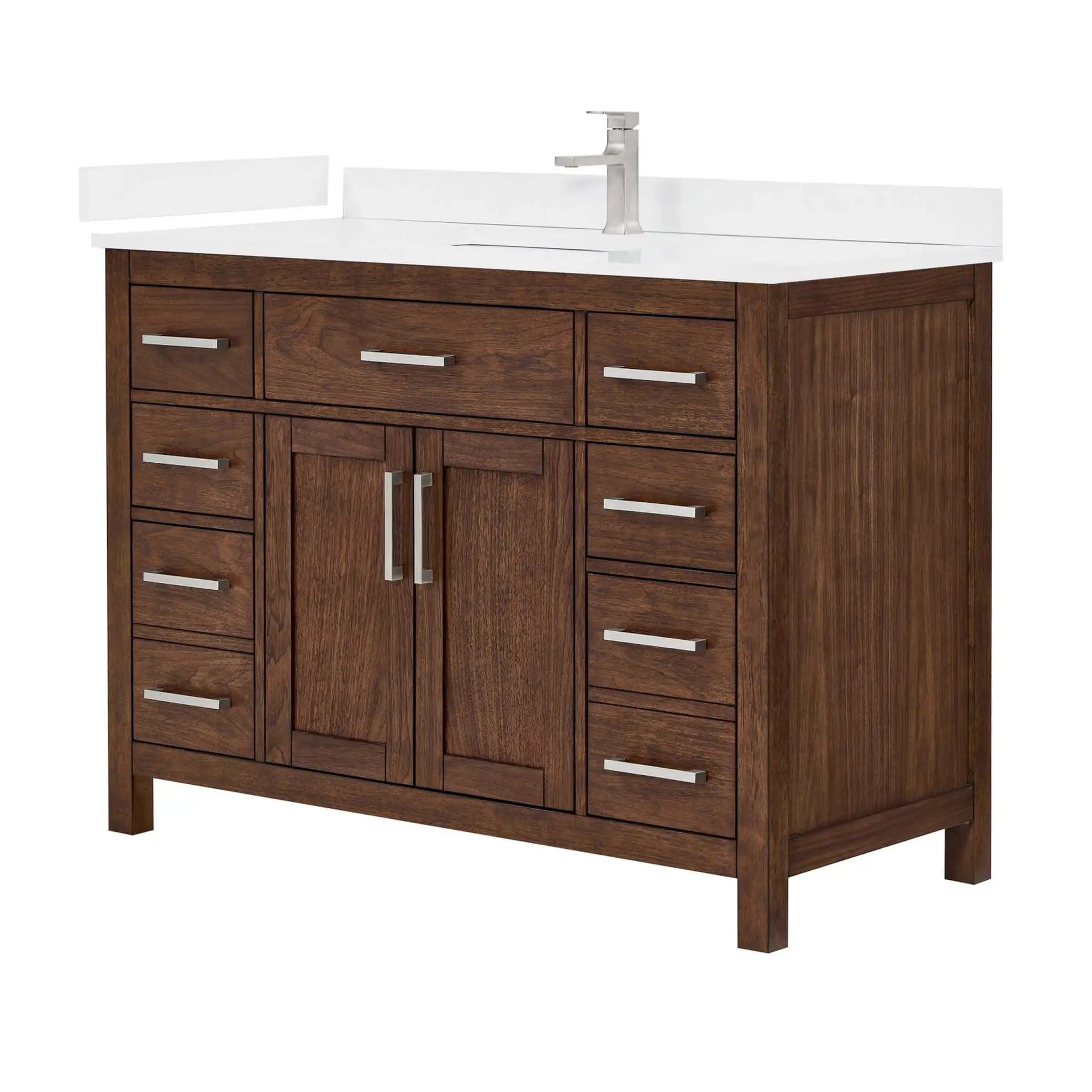 48" Beckett Single Bathroom Vanity in Dark Walnut with Brushed Nickel Trim by Wyndham