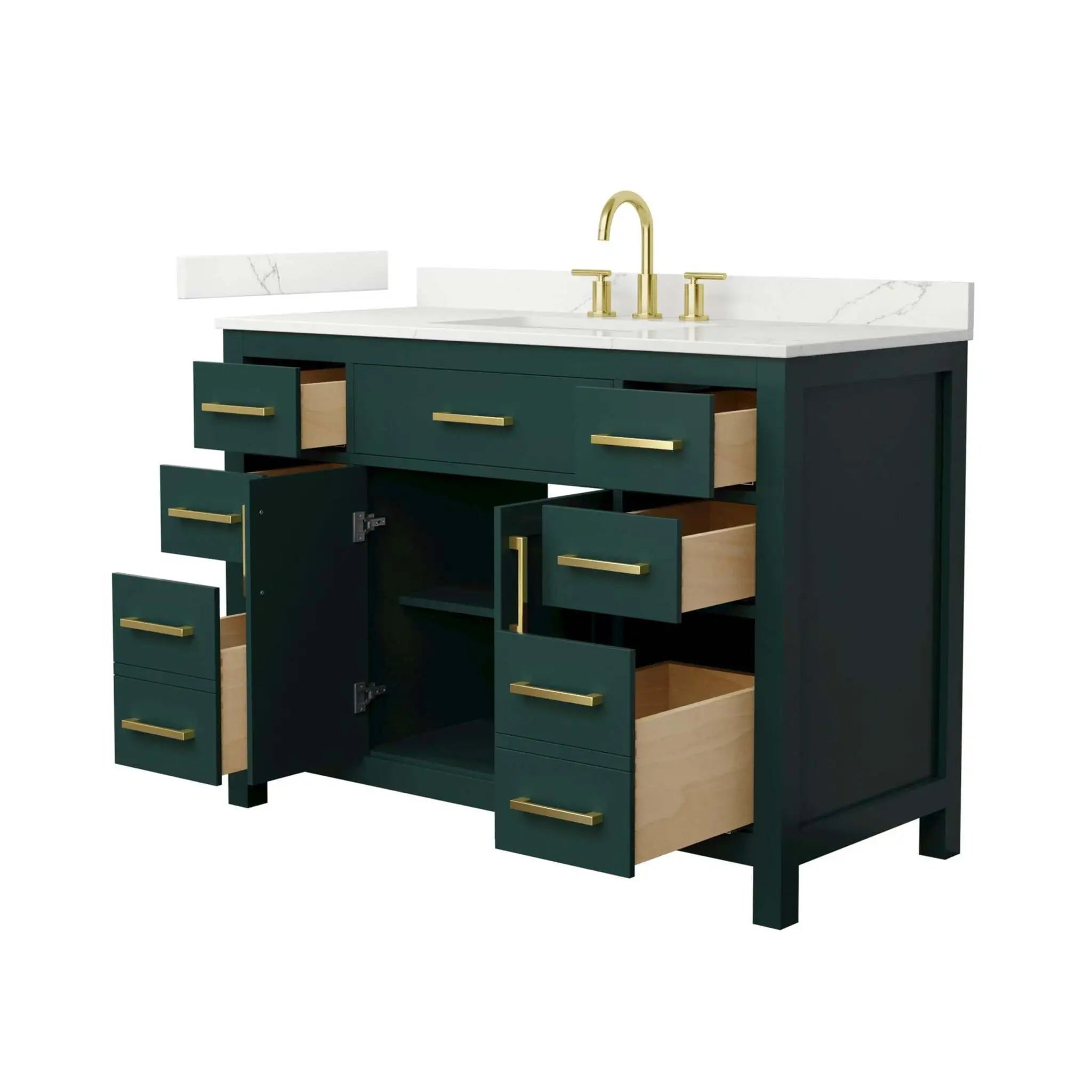 48" Beckett Single Bathroom Vanity in Green with Brushed Gold Trim by Wyndham