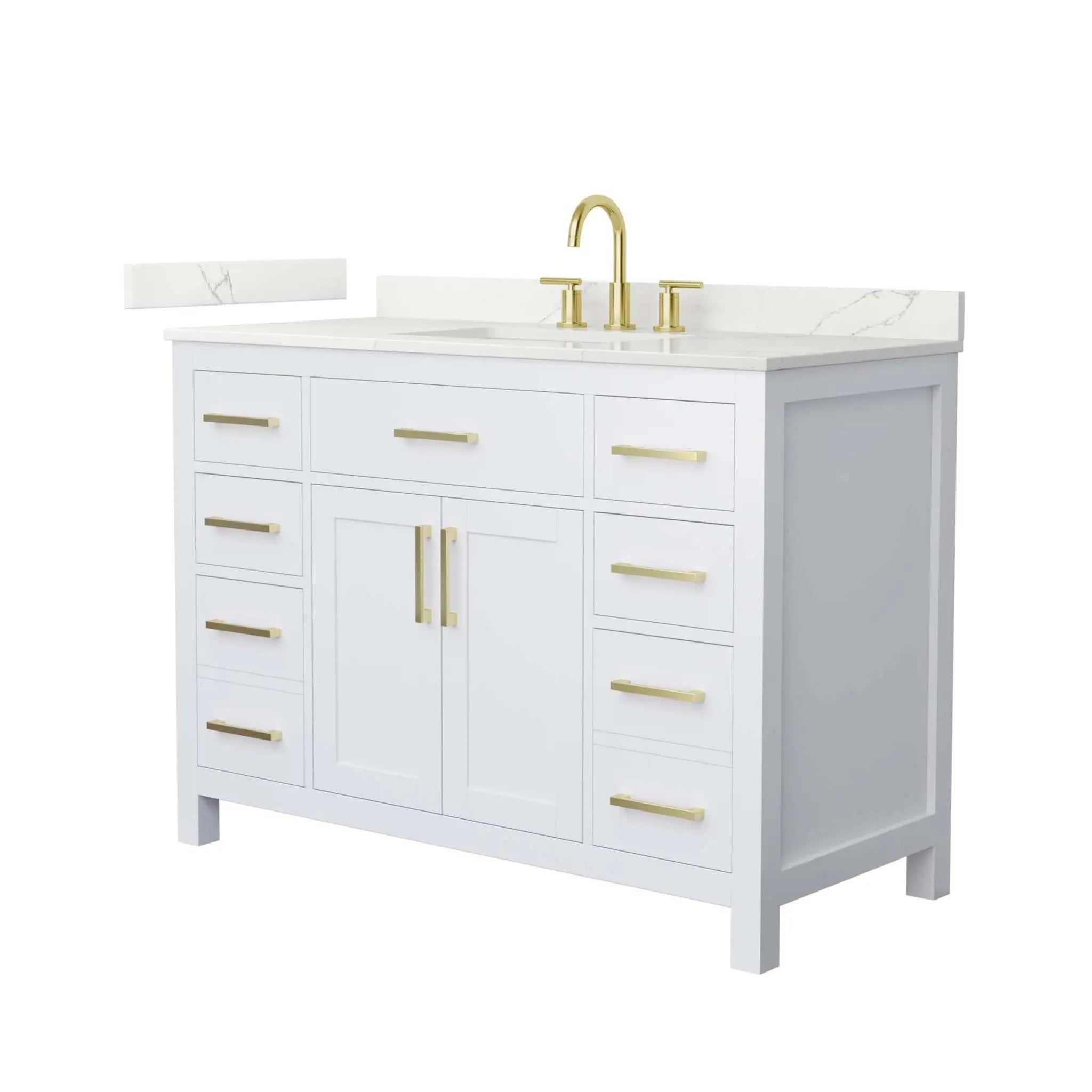 48" Beckett Single Bathroom Vanity in White with Brushed Gold Trim by Wyndham