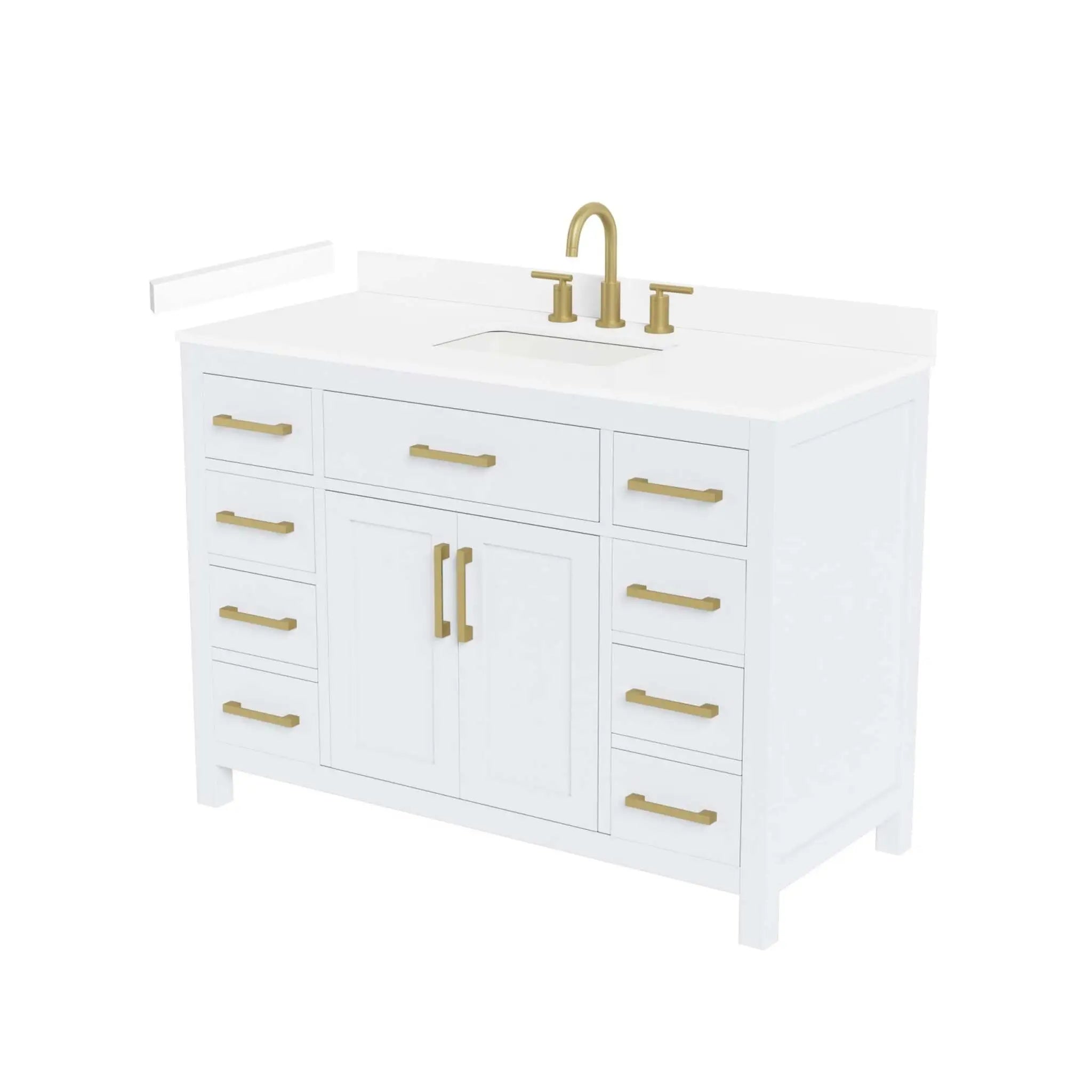 48" Beckett Single Bathroom Vanity in White with Brushed Gold Trim by Wyndham