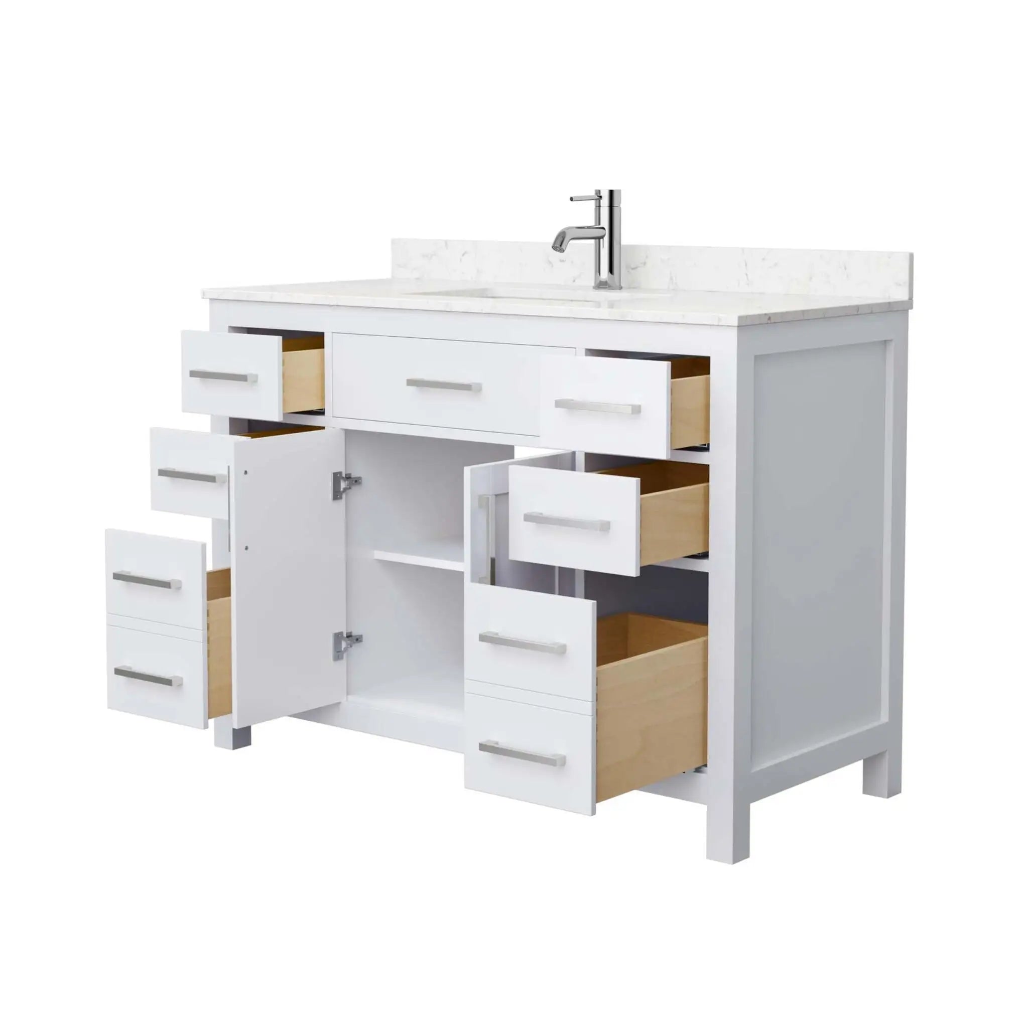 48" Beckett Single Bathroom Vanity in White with Brushed Nickel Trim by Wyndham