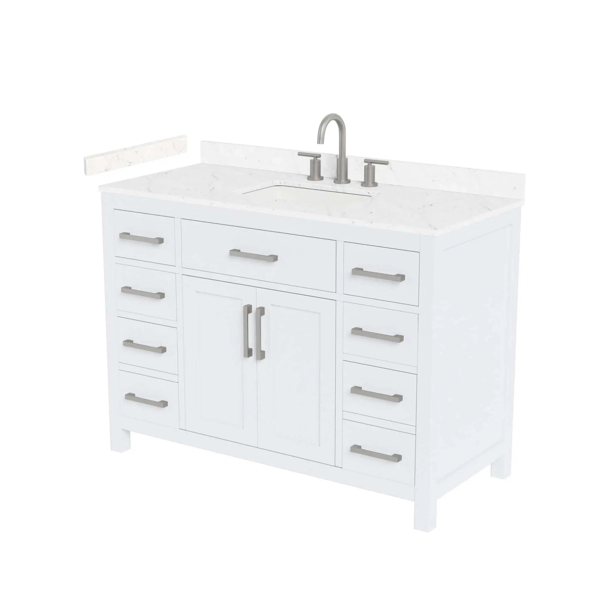 48" Beckett Single Bathroom Vanity in White with Brushed Nickel Trim by Wyndham