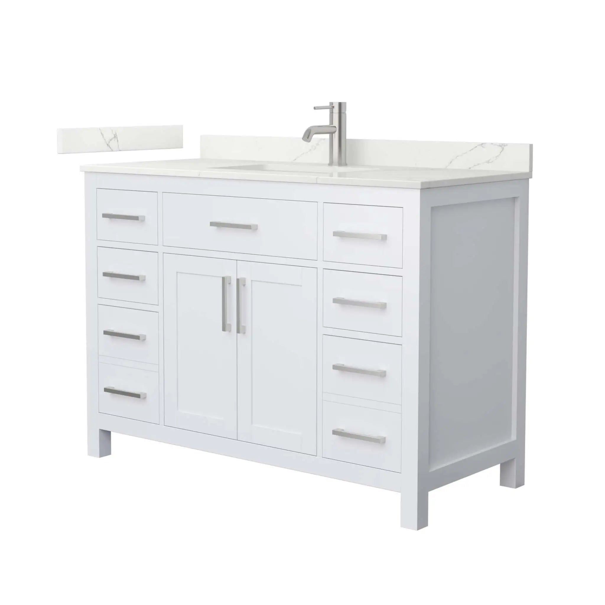 48" Beckett Single Bathroom Vanity in White with Brushed Nickel Trim by Wyndham