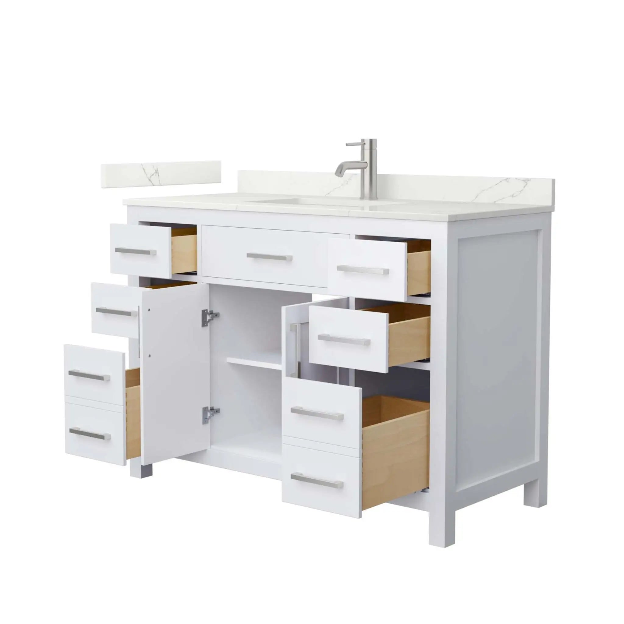 48" Beckett Single Bathroom Vanity in White with Brushed Nickel Trim by Wyndham