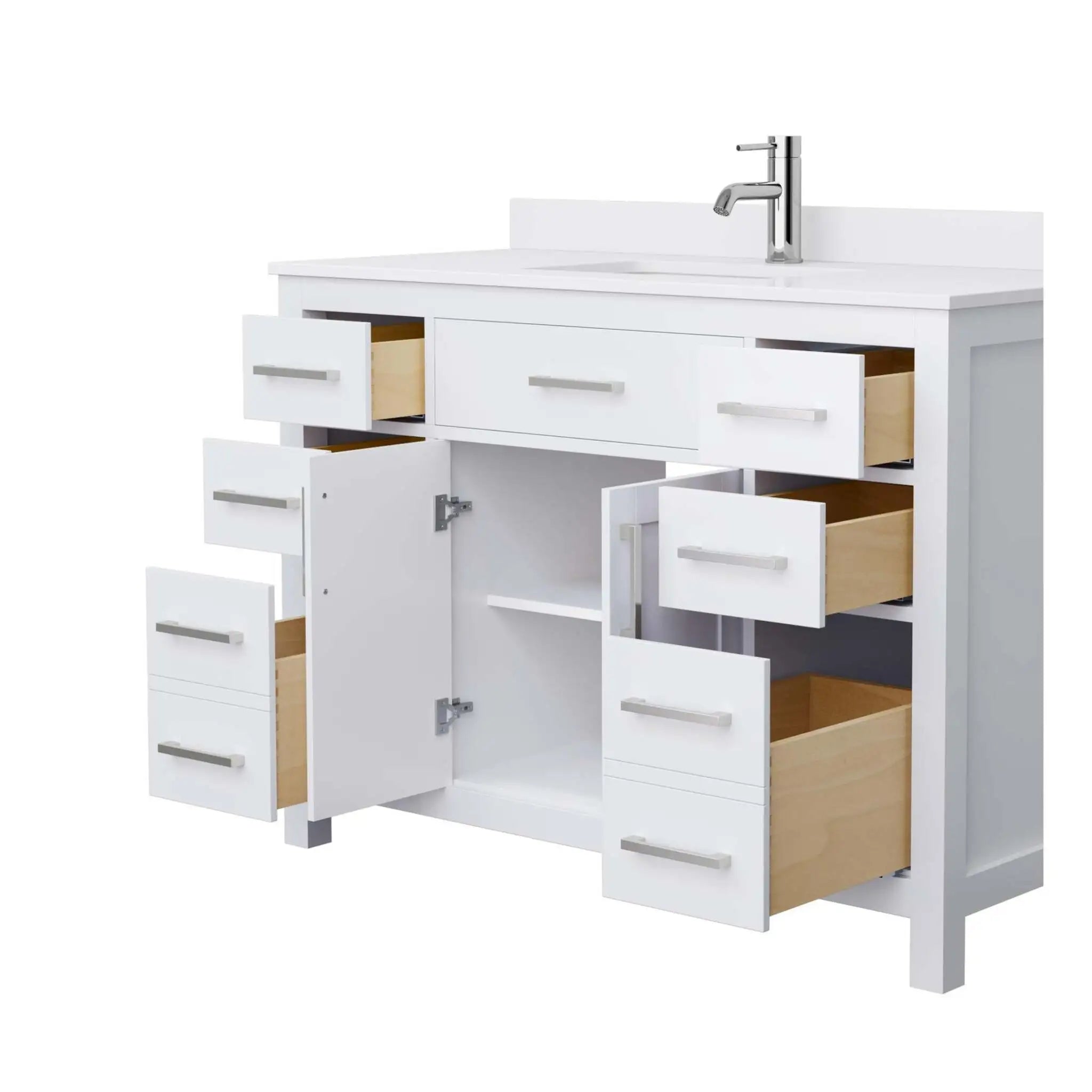 48" Beckett Single Bathroom Vanity in White with Brushed Nickel Trim by Wyndham