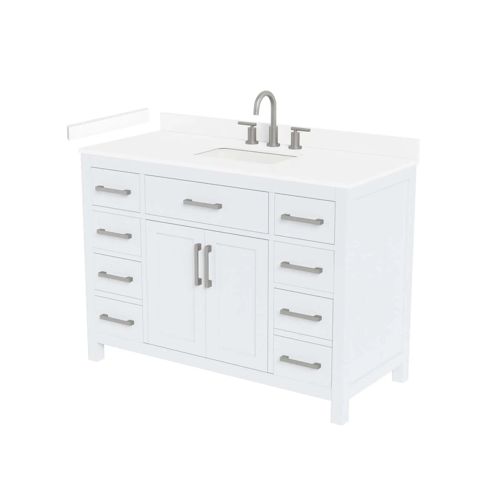 48" Beckett Single Bathroom Vanity in White with Brushed Nickel Trim by Wyndham