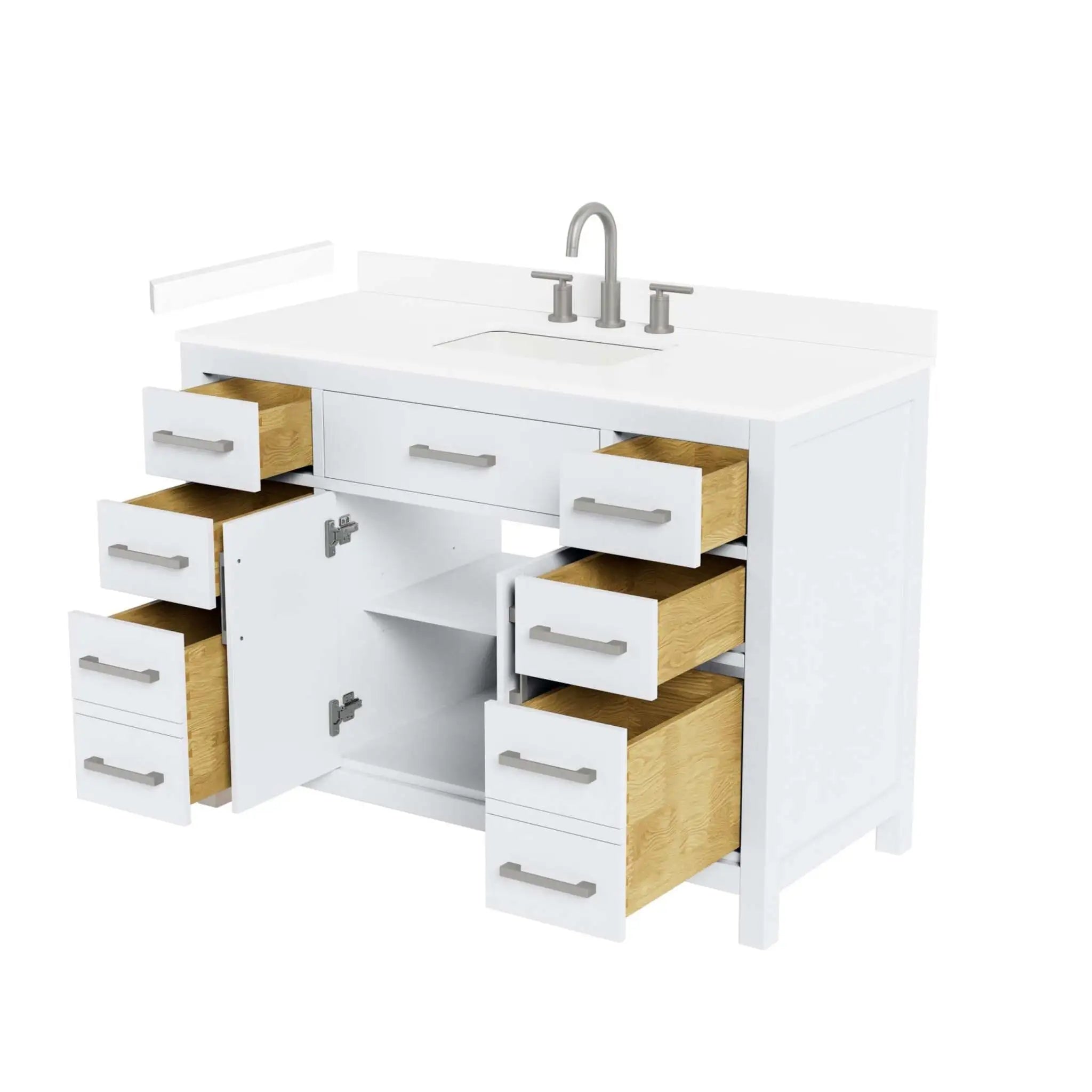 48" Beckett Single Bathroom Vanity in White with Brushed Nickel Trim by Wyndham