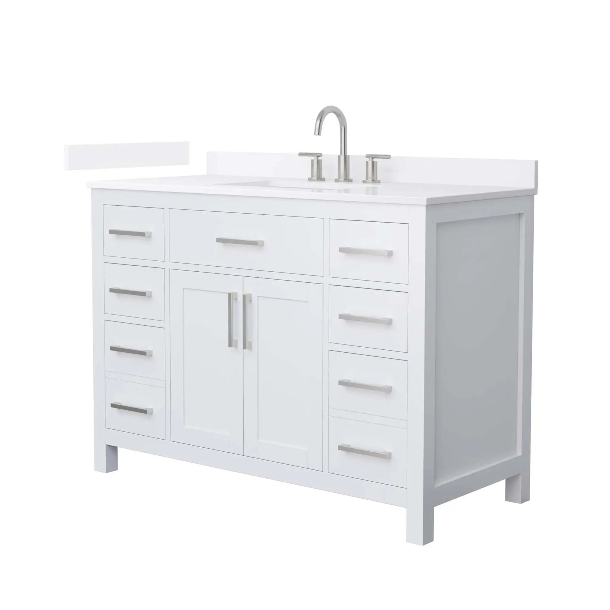 48" Beckett Single Bathroom Vanity in White with Brushed Nickel Trim by Wyndham