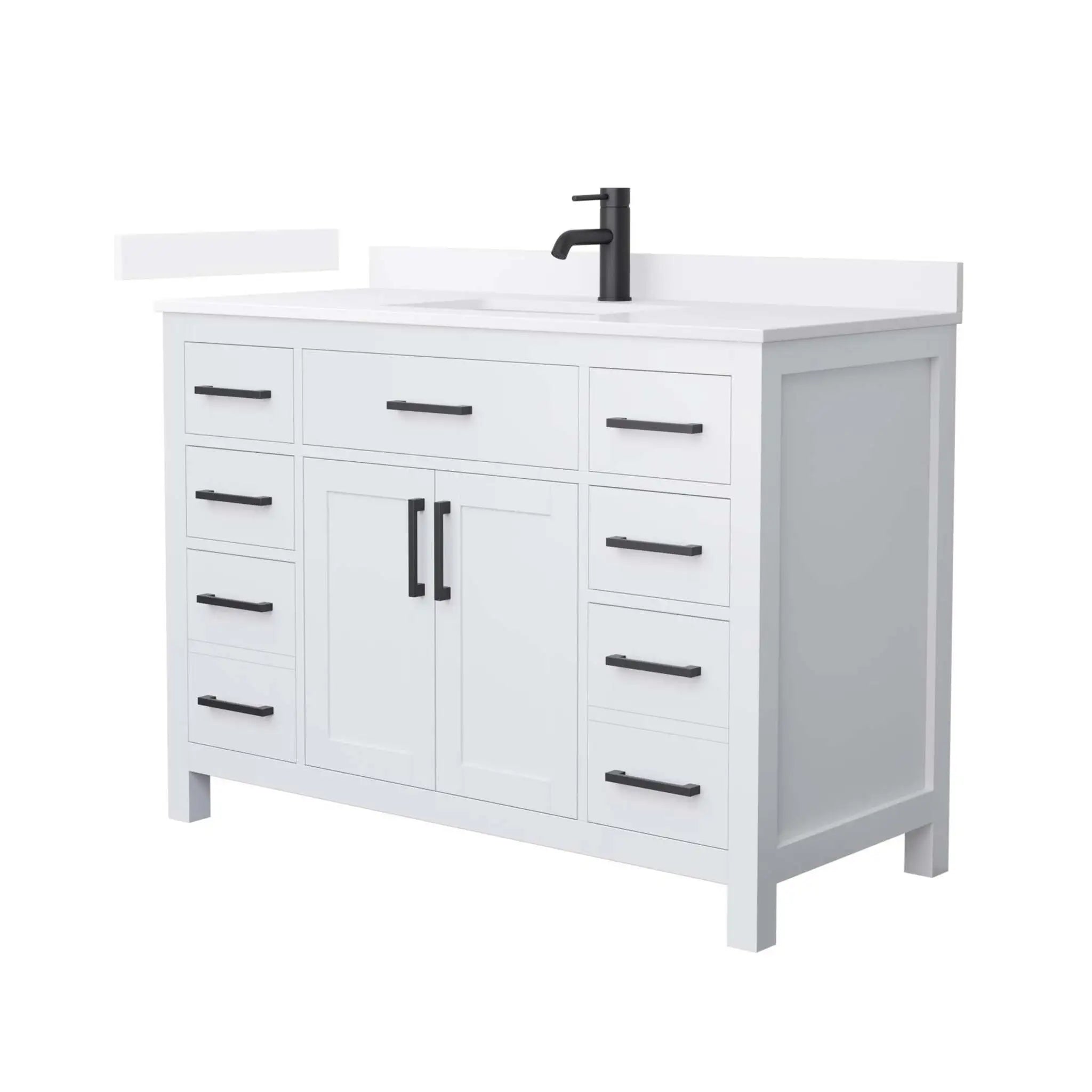 48" Beckett Single Bathroom Vanity in White with Matte Black Trim by Wyndham